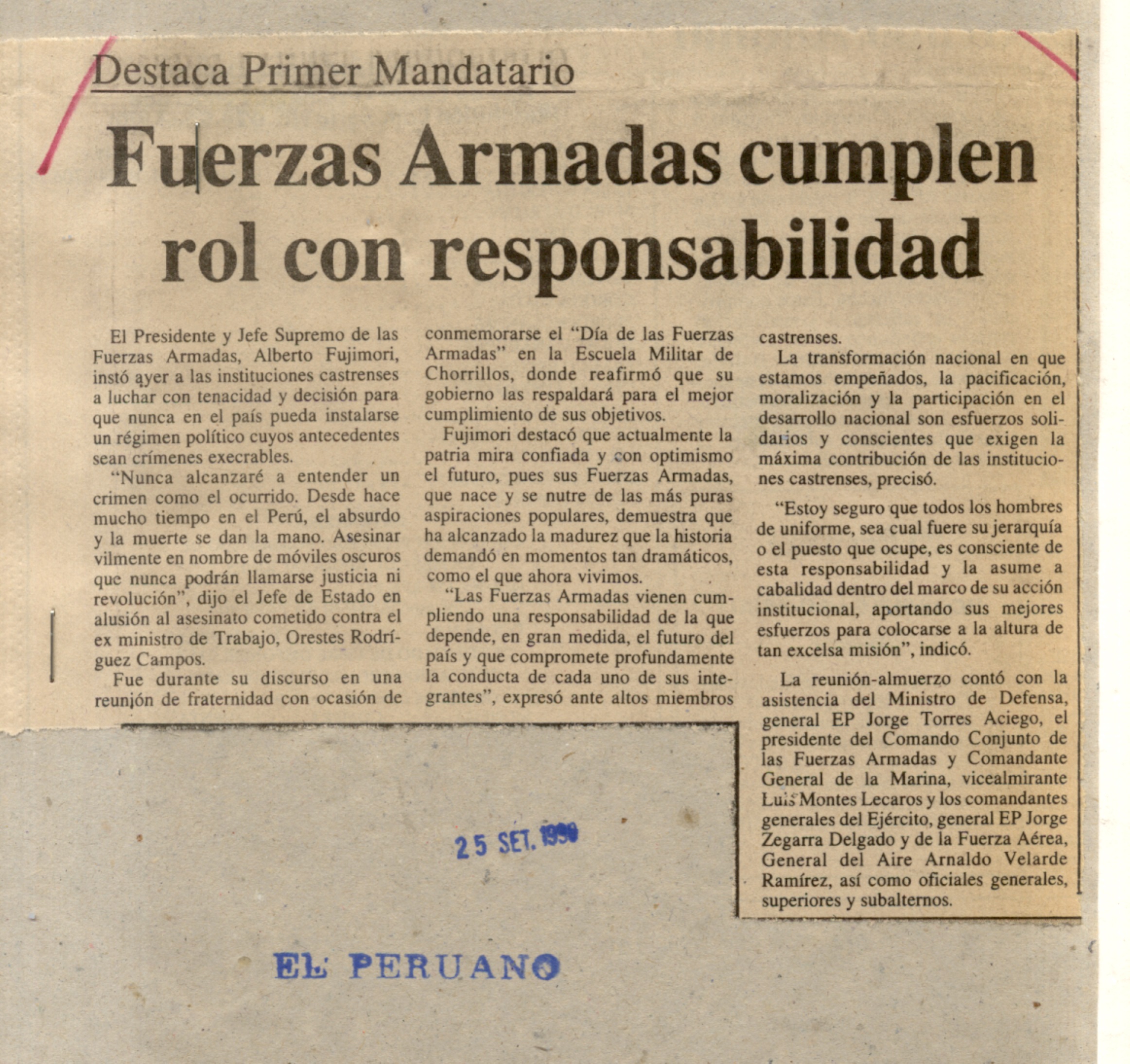 Fuerzas Armadas cumplen rol con responsabilidad