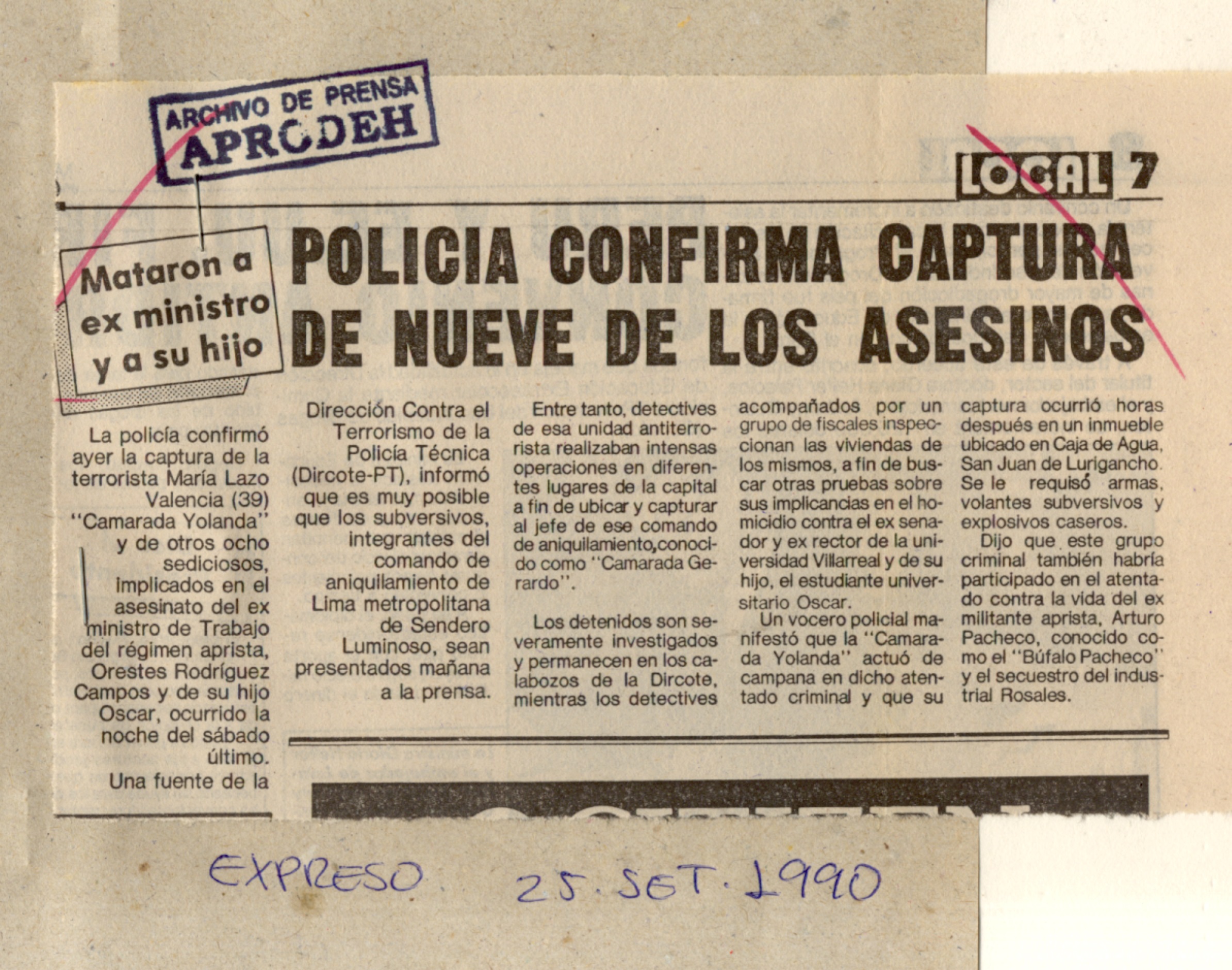 Policía confirma captura de nueve asesinos