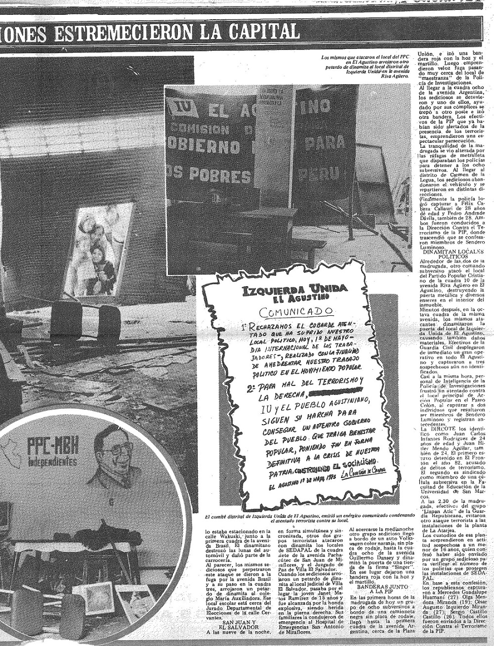 Dinamitan locales de IU y el PPC