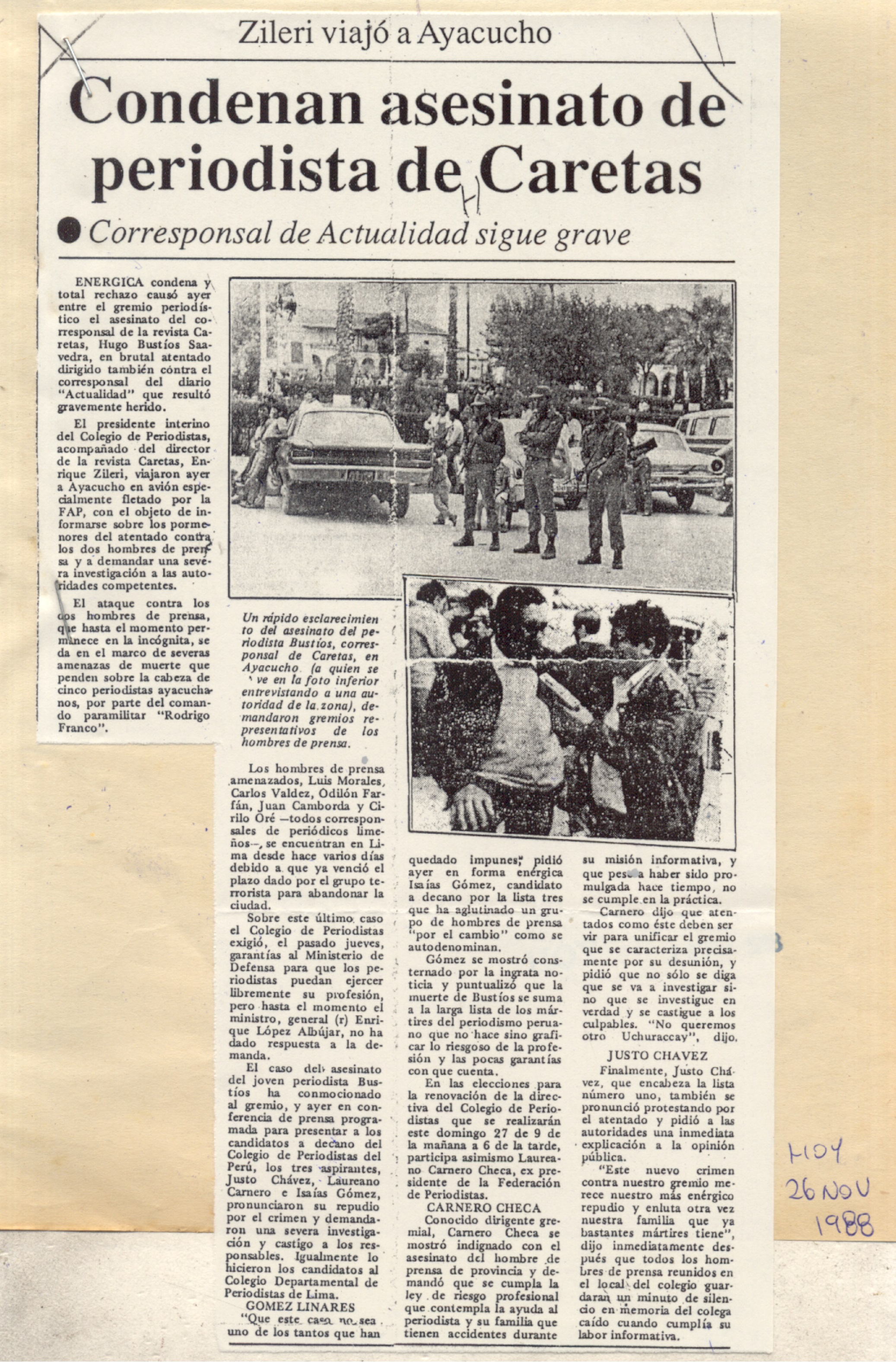 26 NOVIEMBRE CONDENAN ASESINATO DE PERIODISTA DE CARETAS