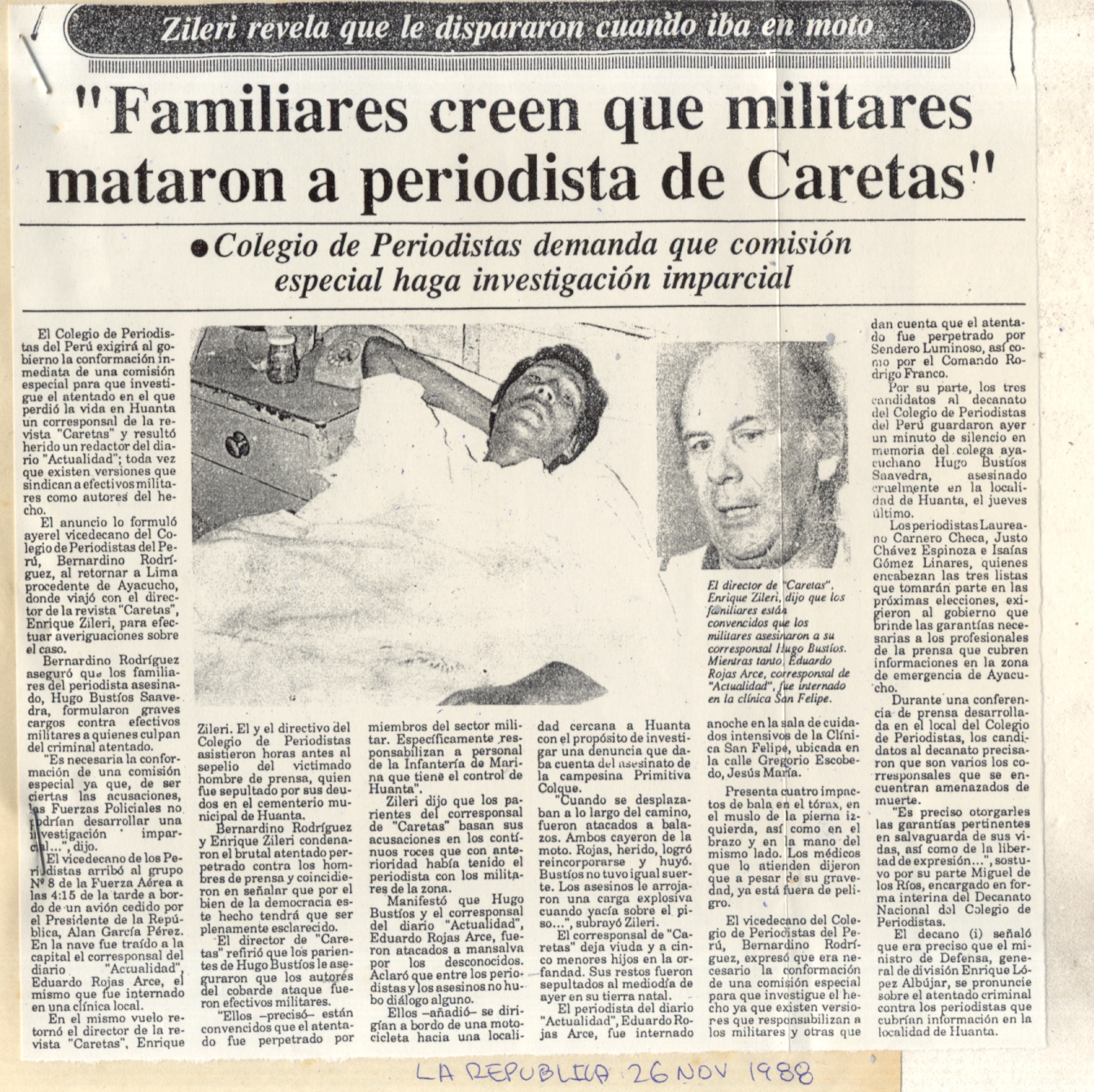 26 NOVIEMBRE FAMILIARES CREEN QUE MILITARES MATARON A PERIODISTAS DE CARETAS