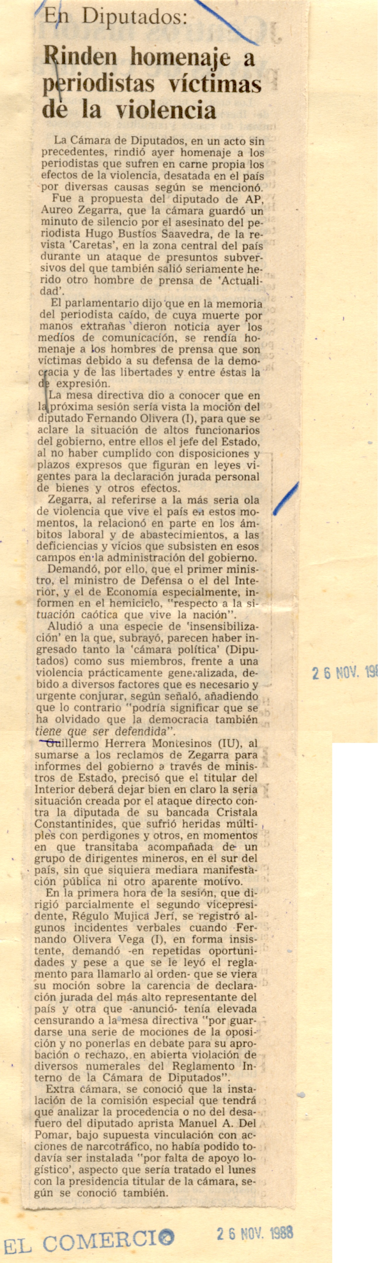 26 NOVIEMBRE RINDEN HOMENAJE A PERIODISTAS VICTIMAS DE VIOLENCIA