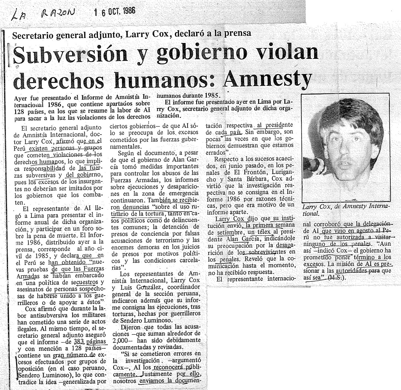 Amnistía Internacional confirma: en el Perú hay más de dos mil desaparecidos