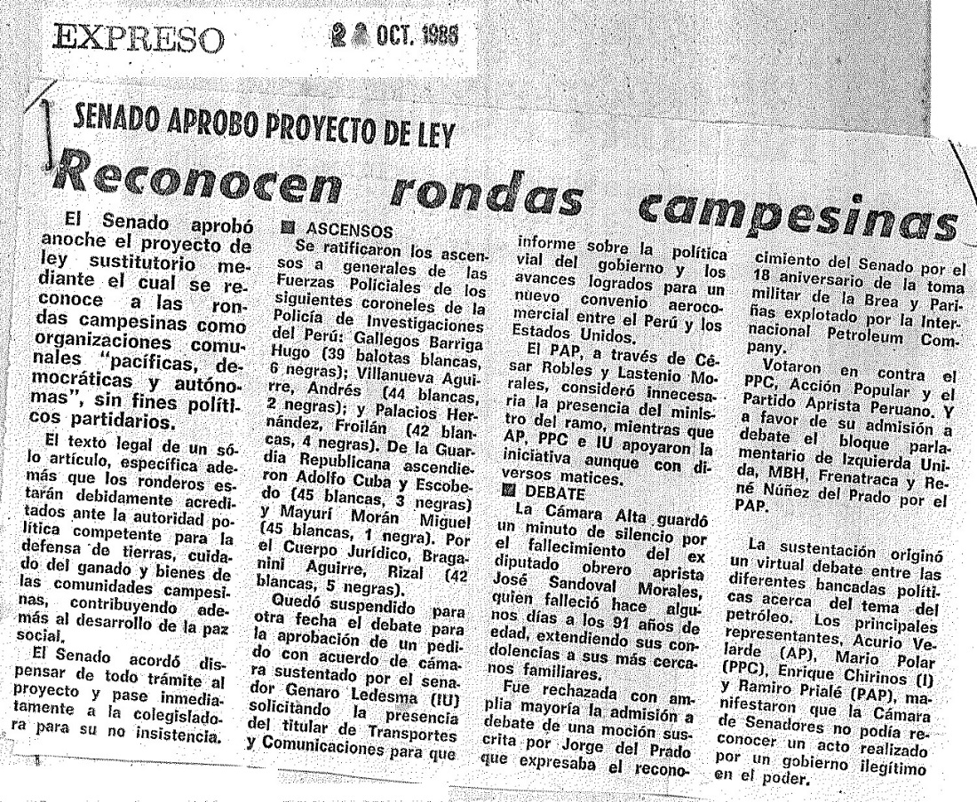 Quedó listo el proyecto sobre ‘rondas campesinas’