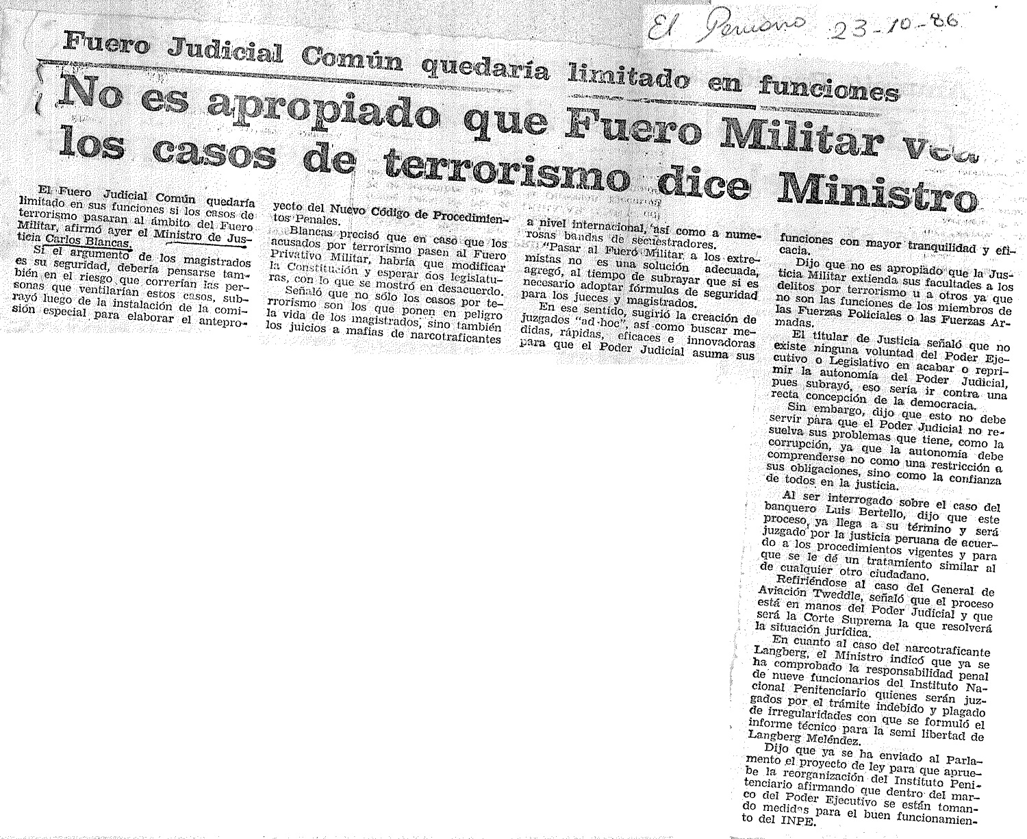 En tribunales especiales juzgarán a terroristas
