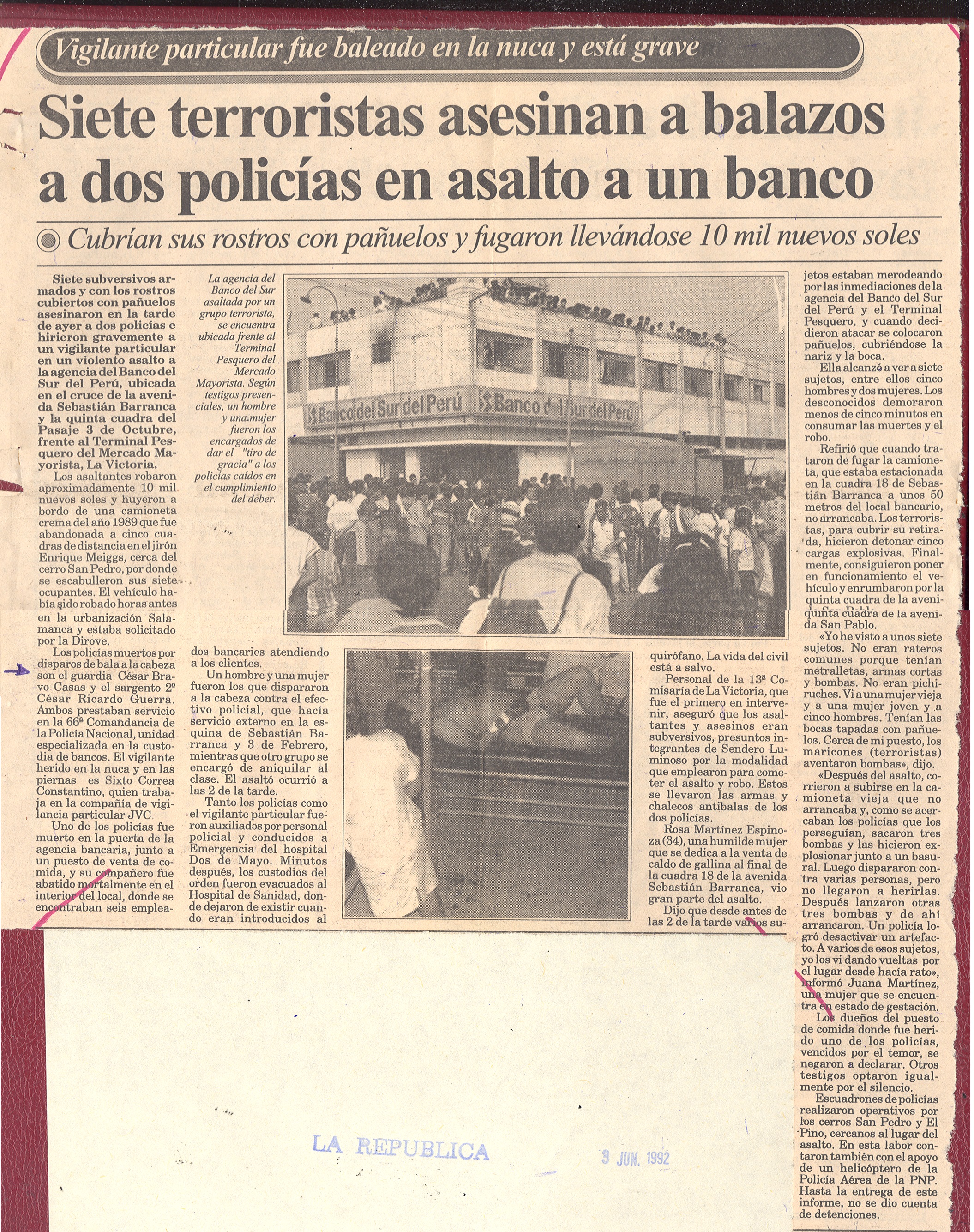 SIETE TERRORISTAS ASESINAN A BALAZOS A POLICIAS