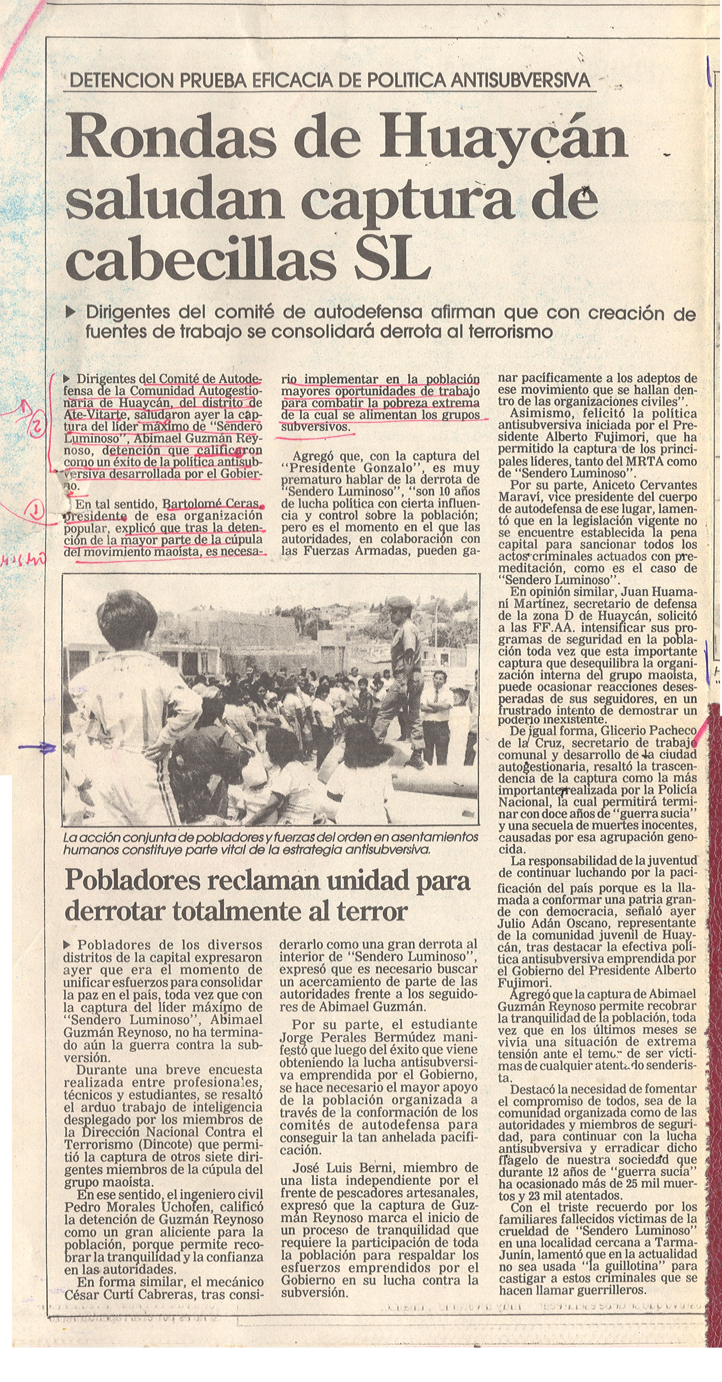 3. RONDAS DE HUAYCÁN SALUDAN CAPTURA DE CABECILLAS