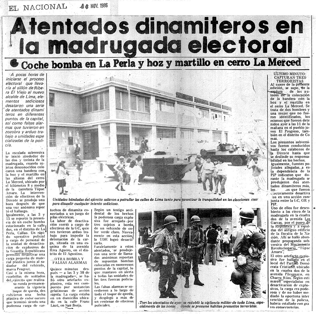 Atentados dinamiteros en la madrugada electoral