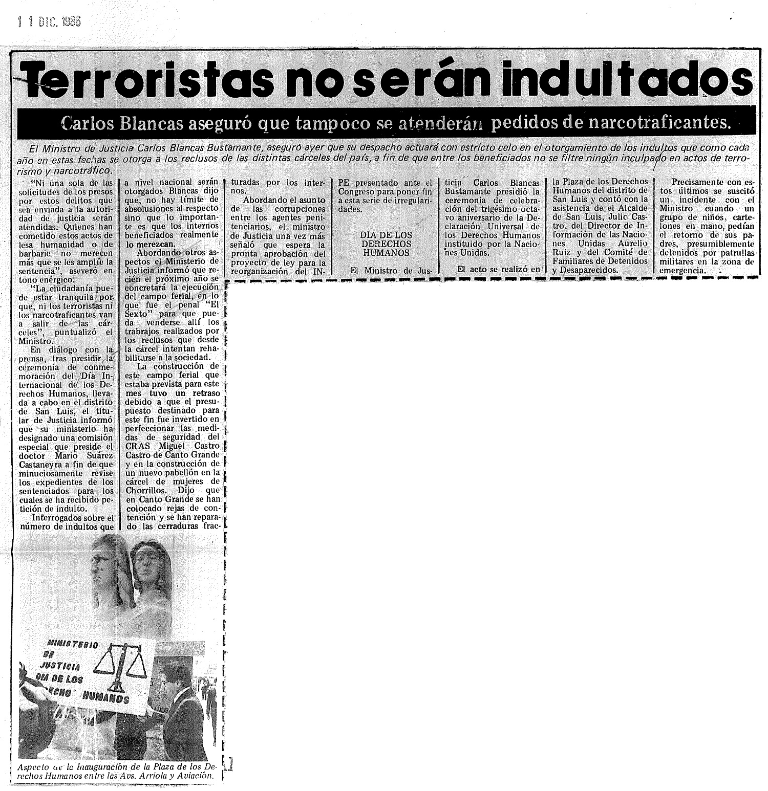 Terroristas no serán indultados