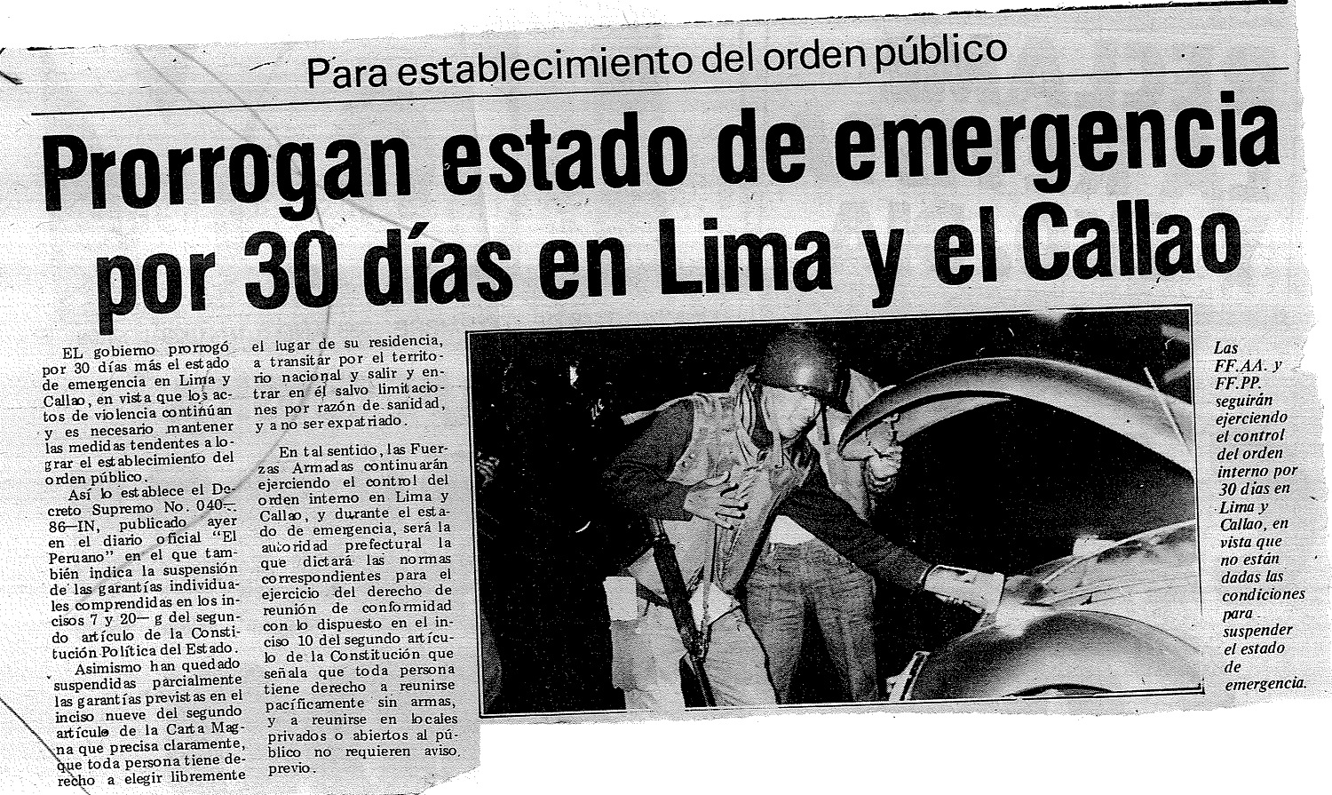 Prorrogan por 30 días estado de emergencia