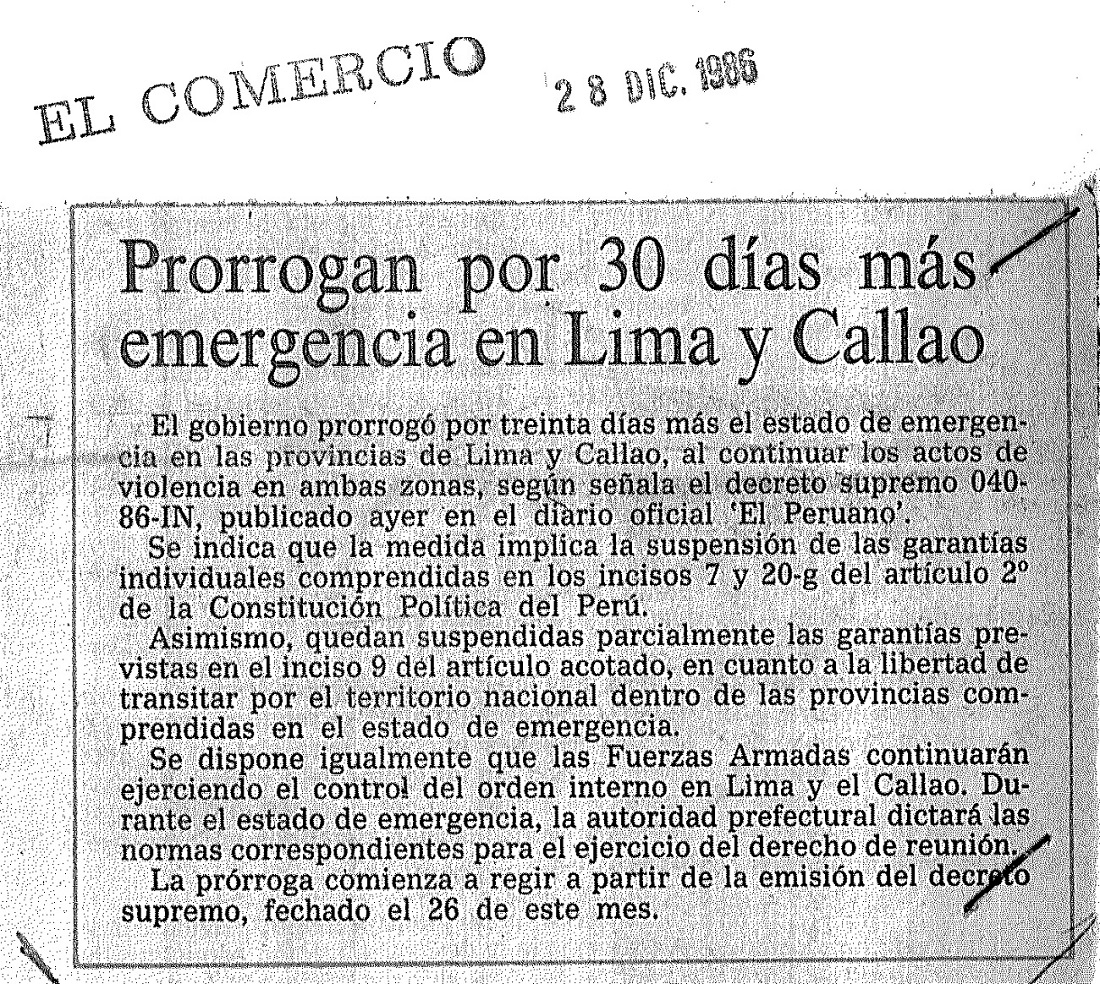Prorrogan por 30 días estado de emergencia