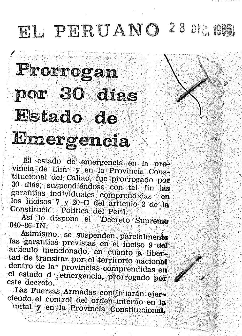 Prorrogan por 30 días estado de emergencia