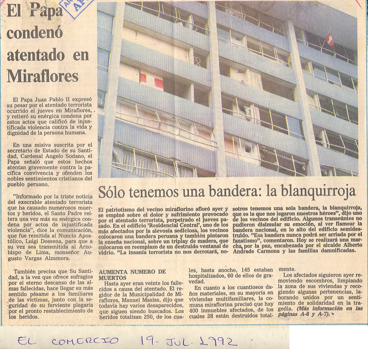 Víctimas del atentado Tarata