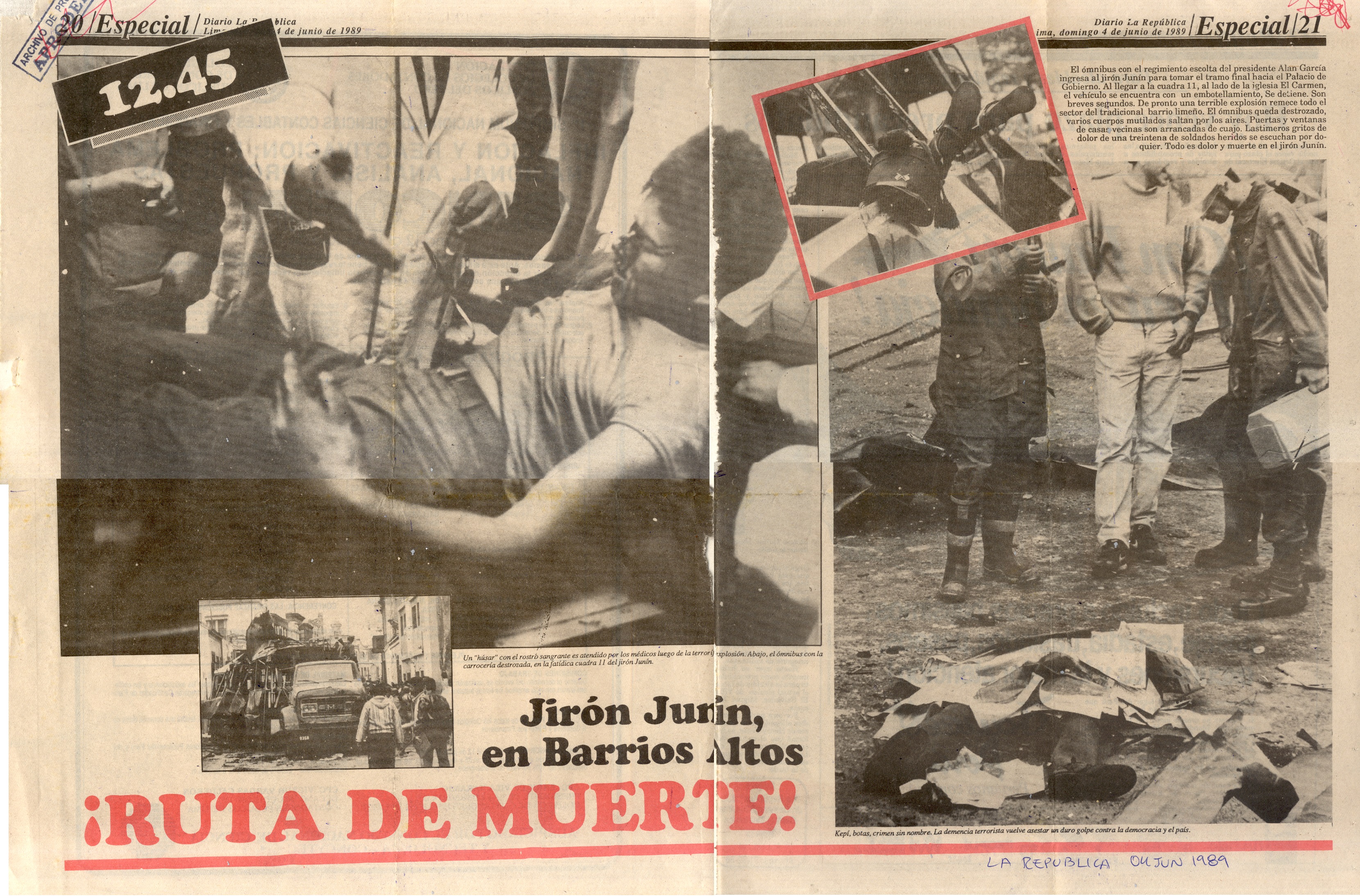 4 DE JUNIO RUTA DE LA MUERTE . ATENTADO HUSARES DE JUNIN 1