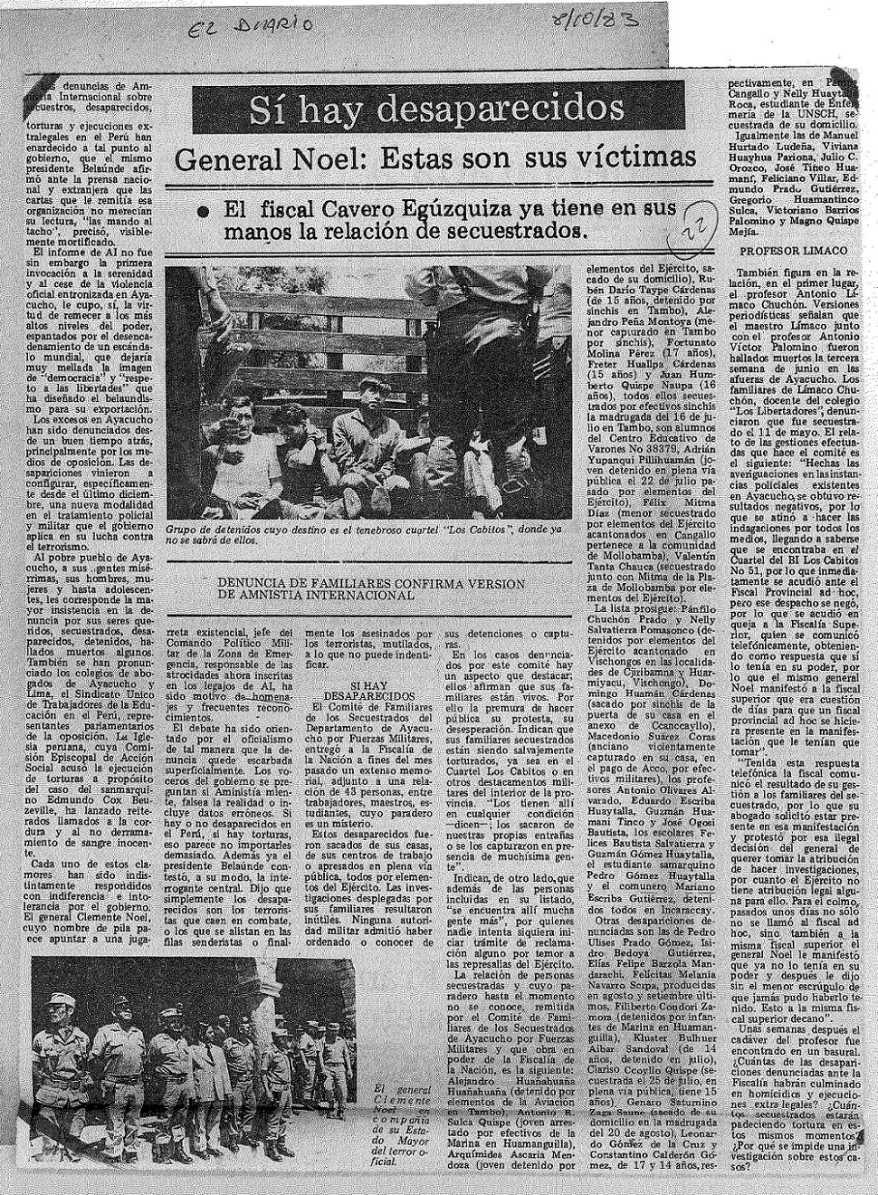 Si hay desaparecidos, General Noel: Estas son sus víctimas
