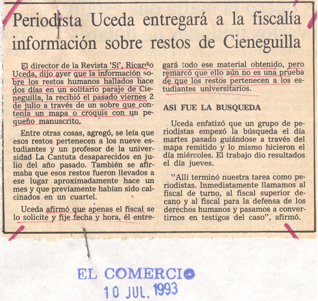 Autodenominado Escuadrón de la muerte reivindica asesinatos de La Cantuta