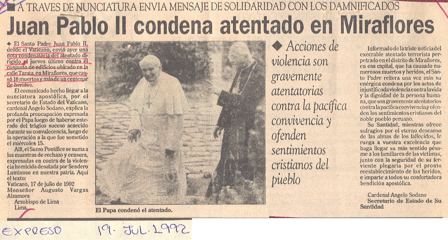 Víctimas del atentado Tarata