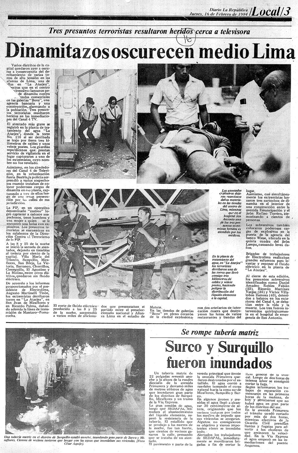 Dinamitazos oscurecen medio Lima