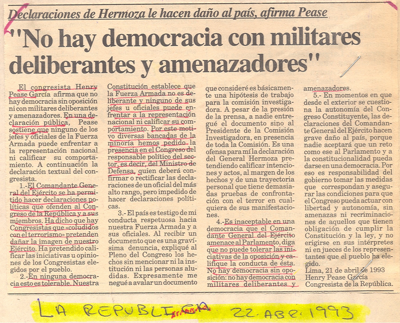 Altos mandos del Ejército amenazan a legisladores