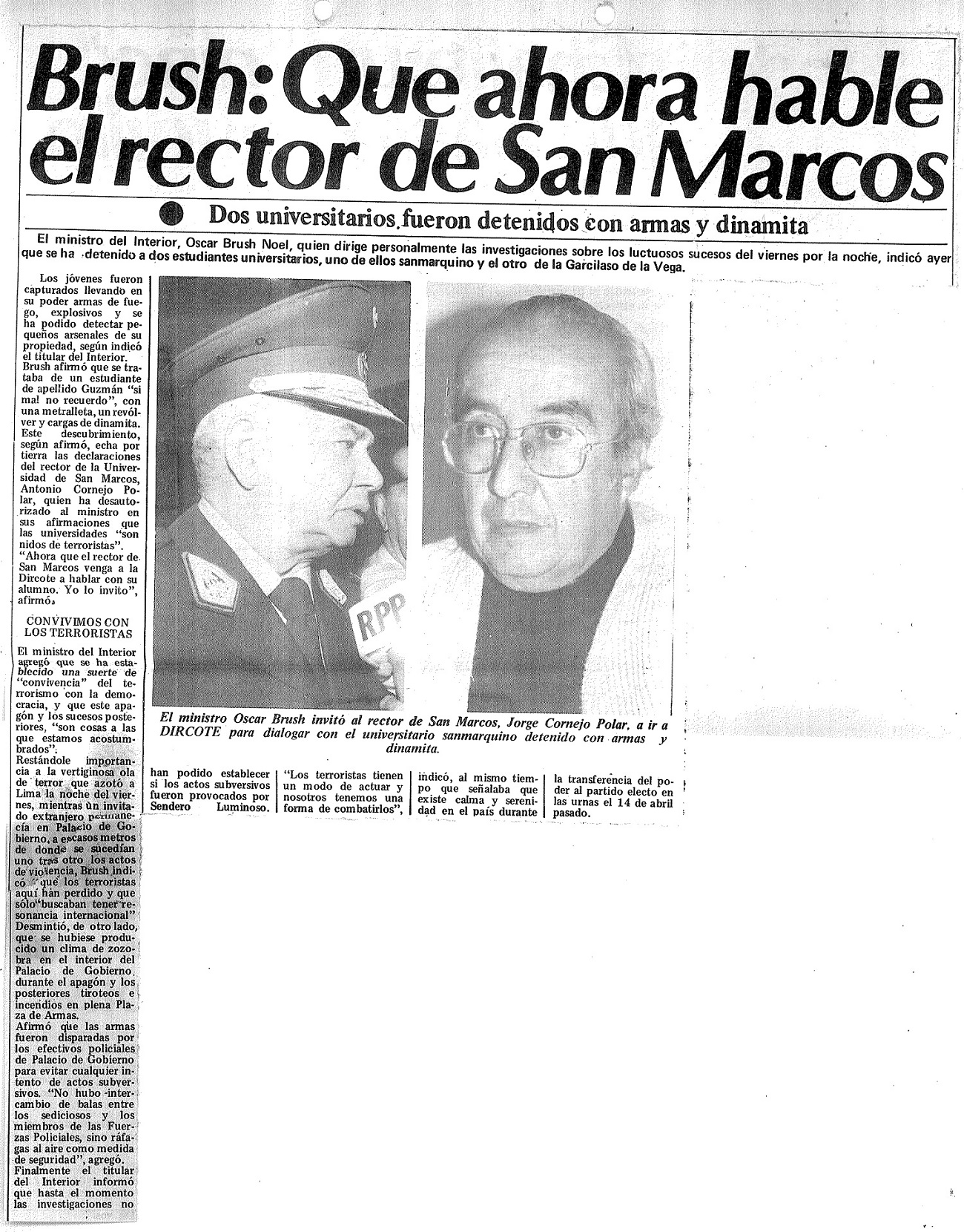 Brush: Que ahora hable el rector de San Marcos