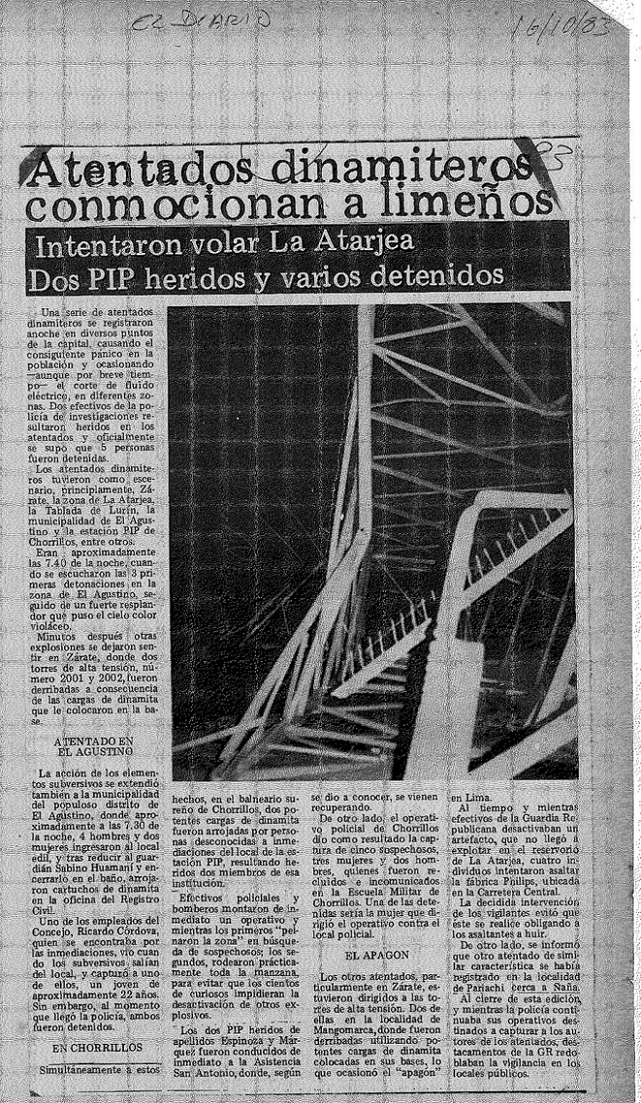 Atentado dinamiteros conmocionan a limeños