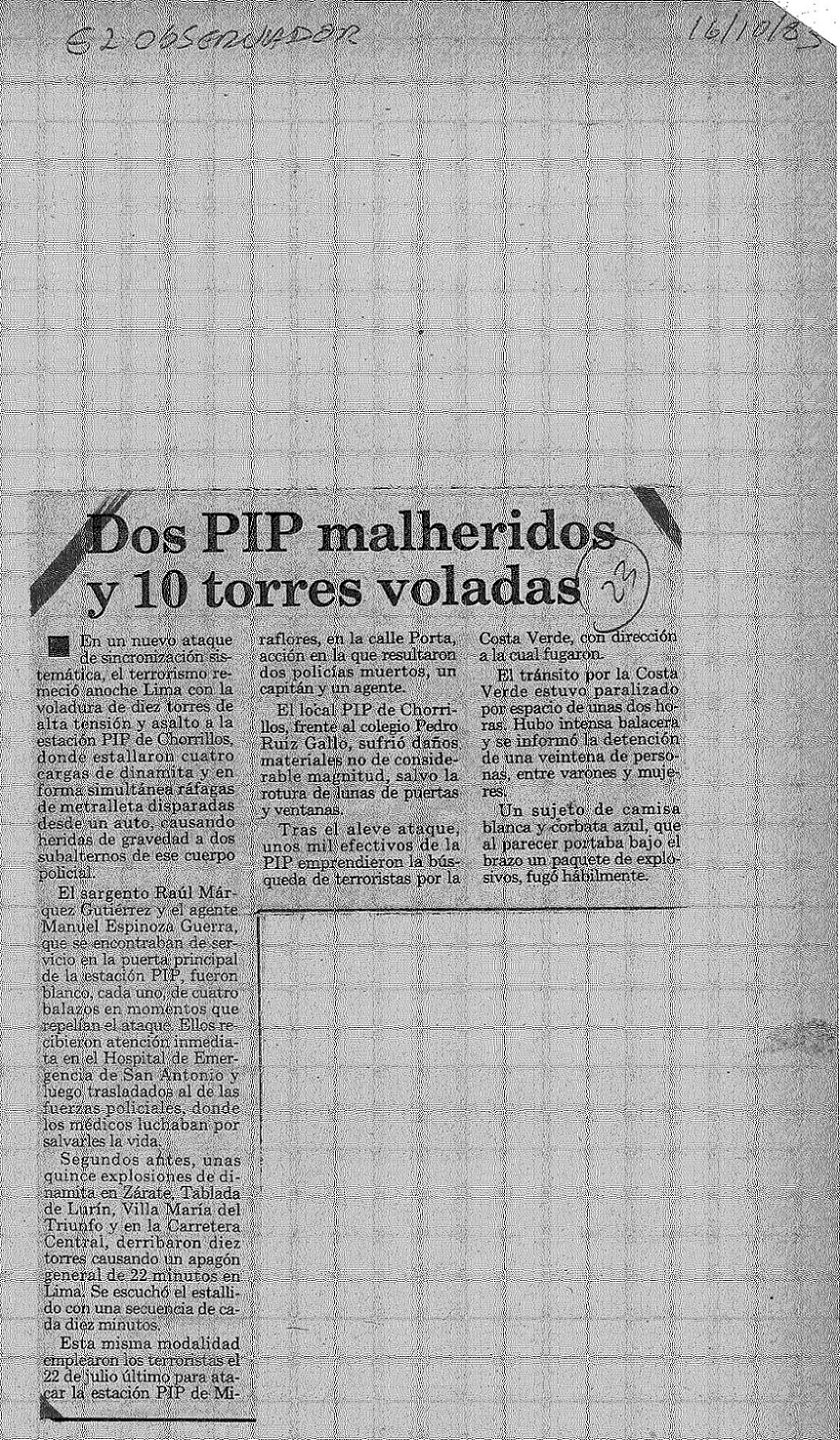 Atentado dinamiteros conmocionan a limeños