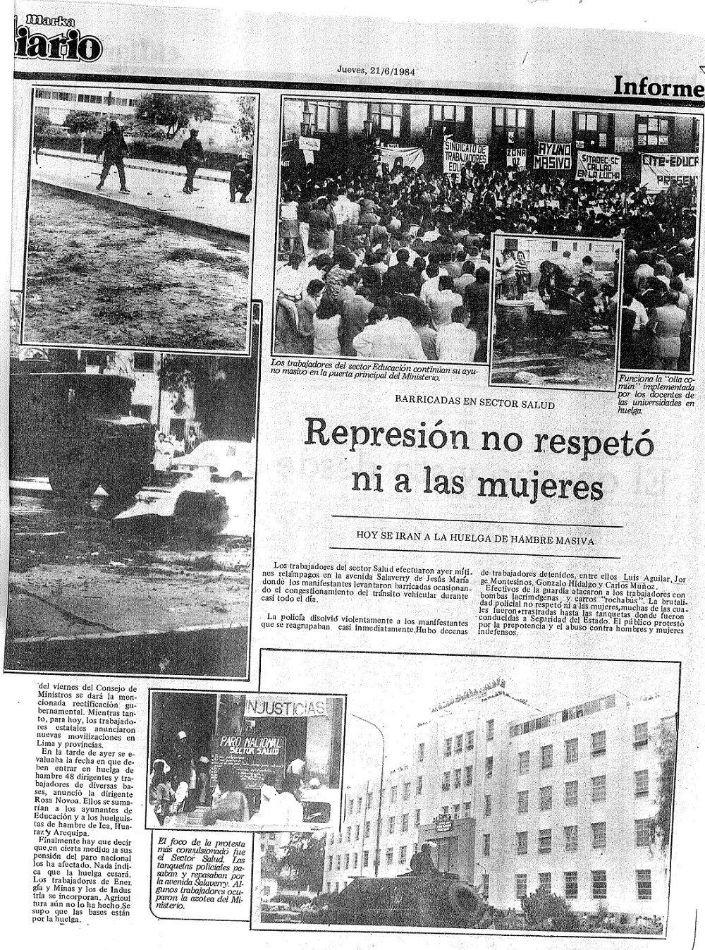 Lima convulsionada por protesta popular