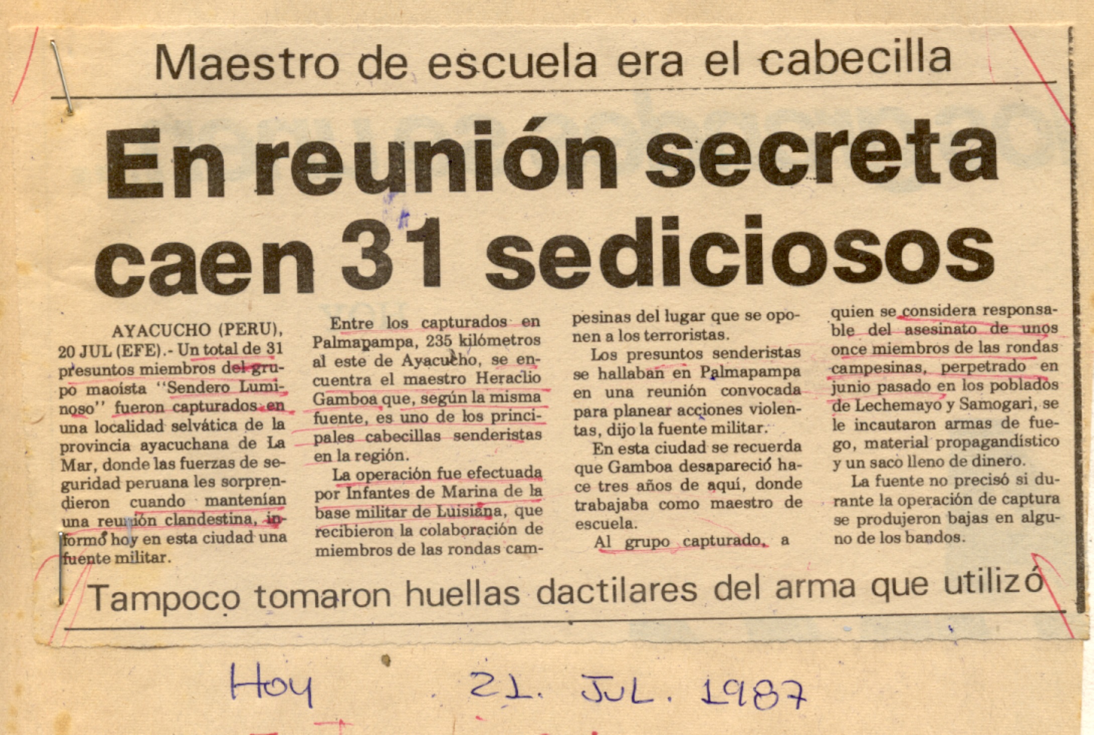En reunión secreta caen 31 sediciosos