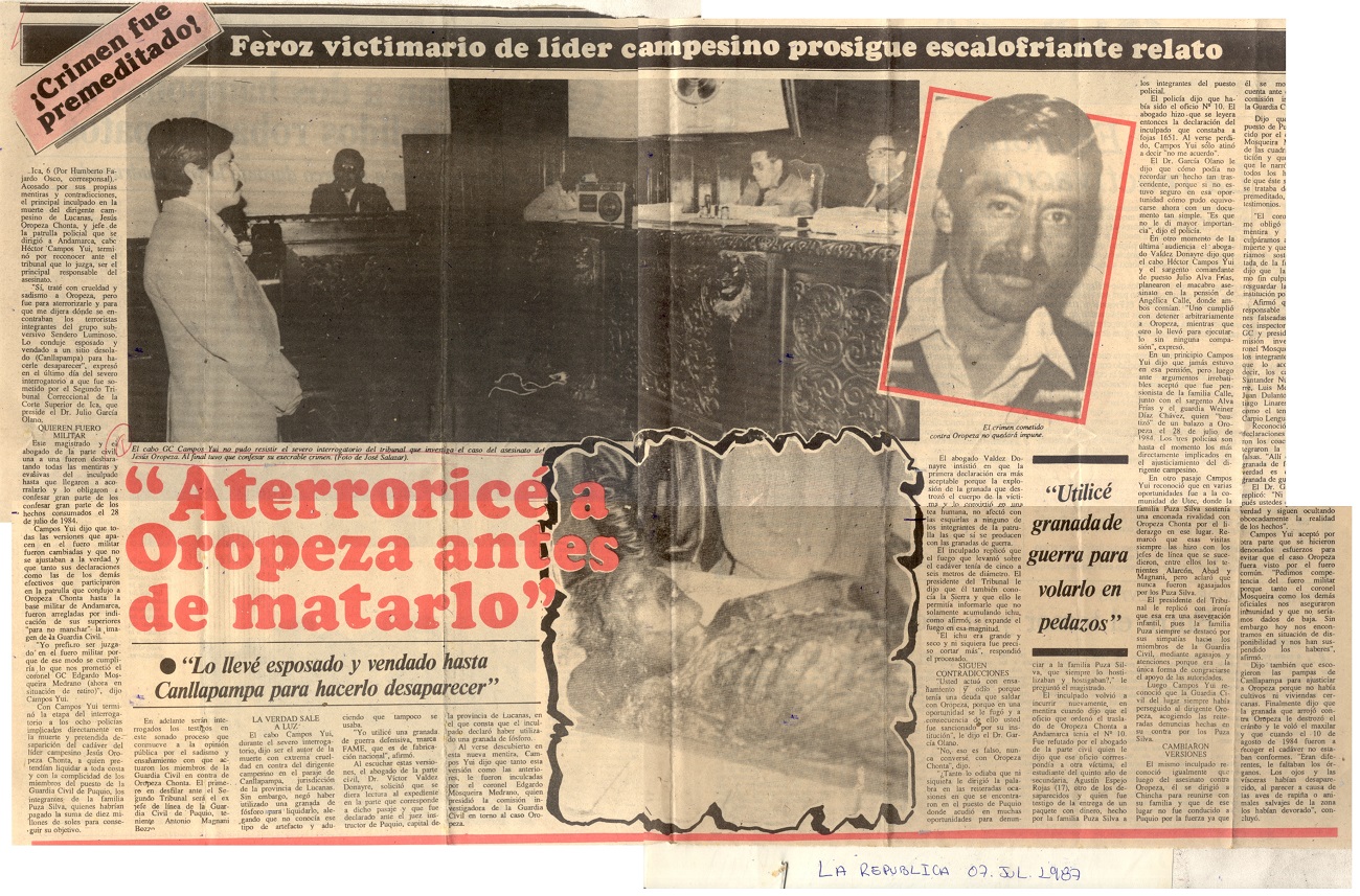 Aterrorice a Oropeza antes de matarlo