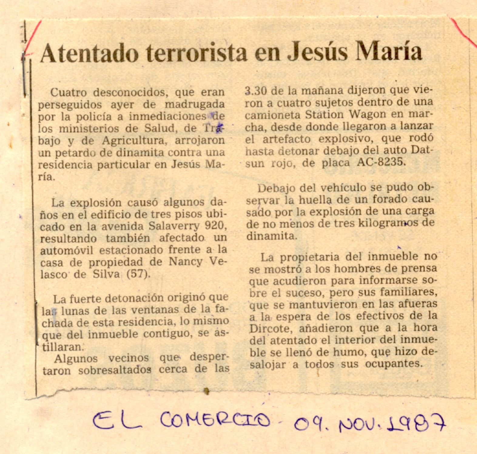 Atacaron domicilio de Nancy Velasco