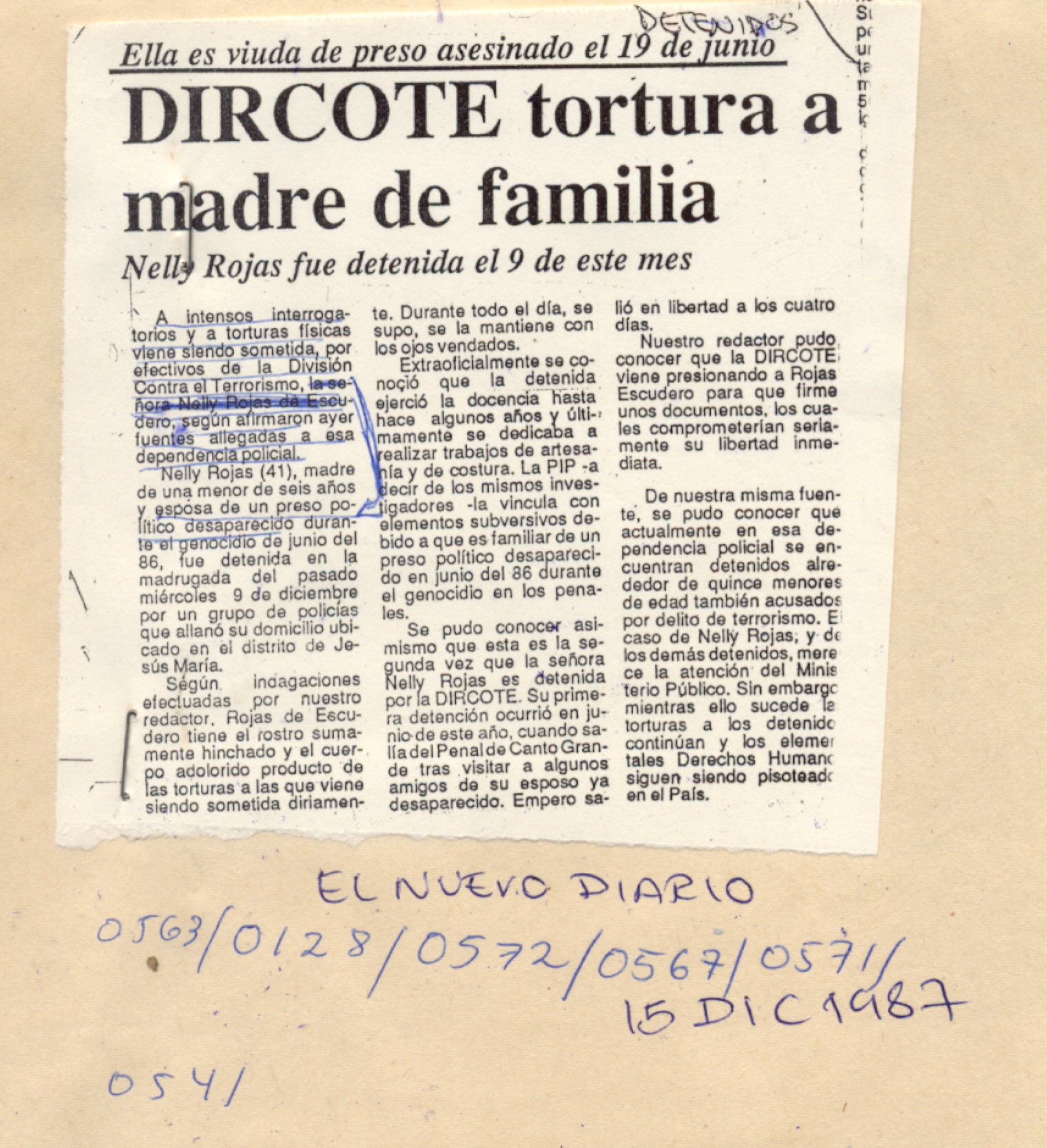 DIRCOTE tortura a madre de familia