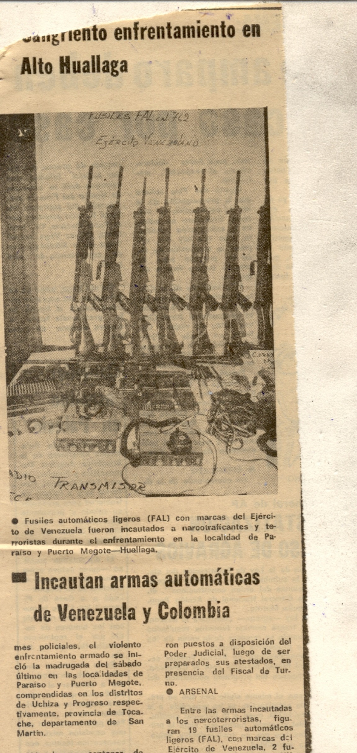 El arsenal narcoterrorista