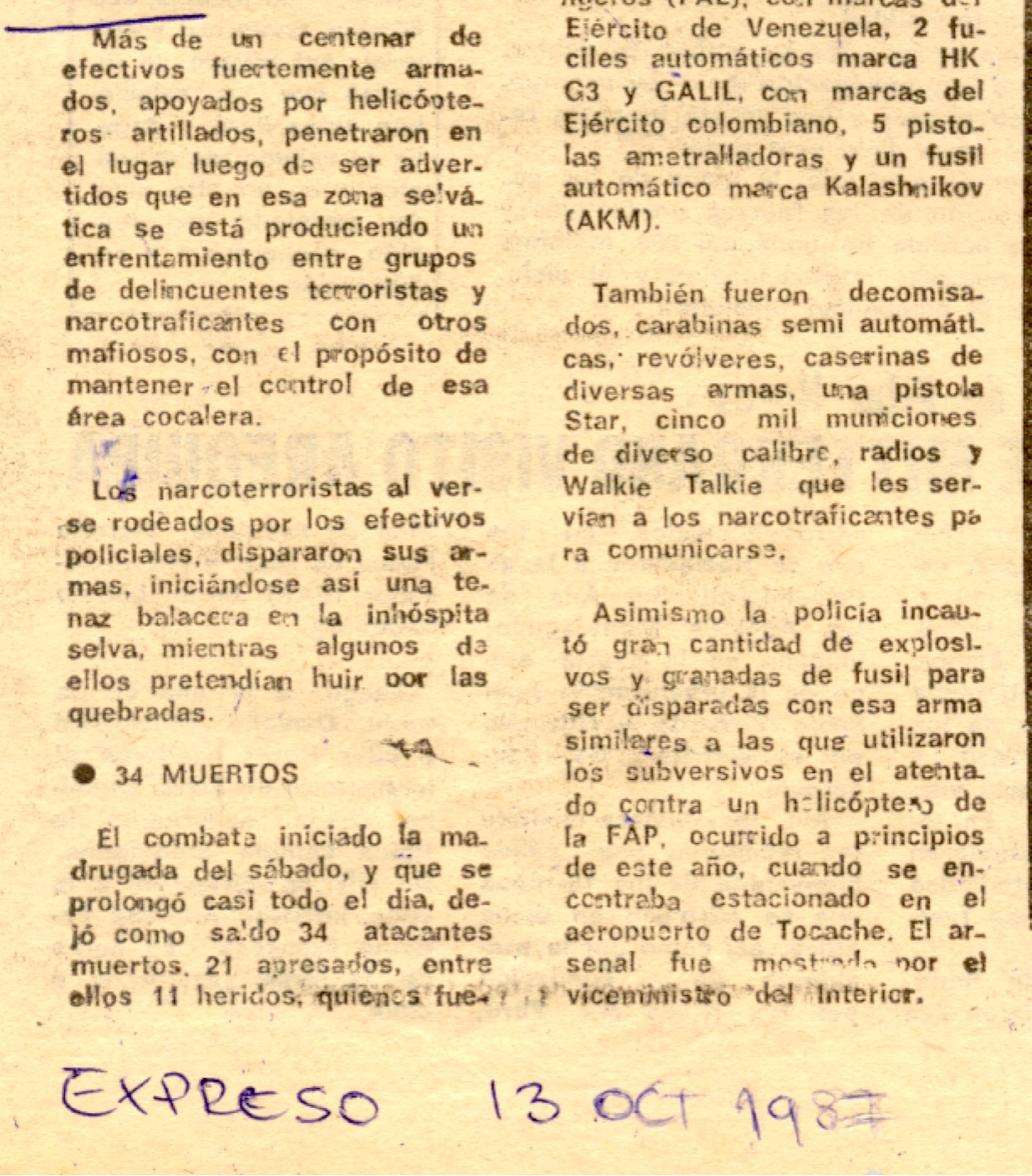 El arsenal narcoterrorista