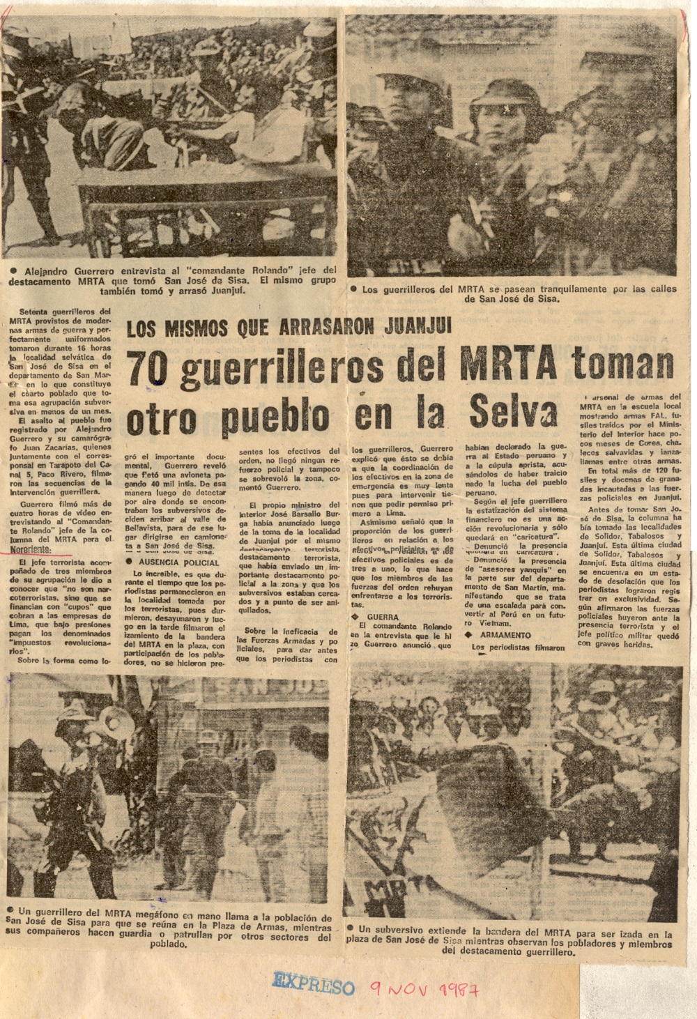 Terroristas toman San José de Sisa