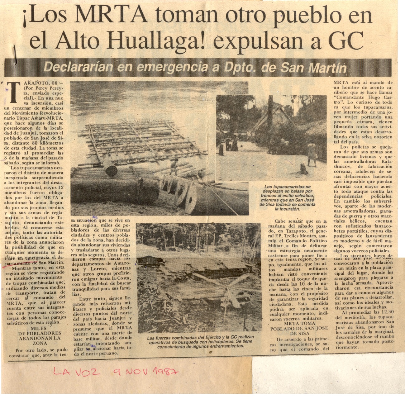 Terroristas toman San José de Sisa