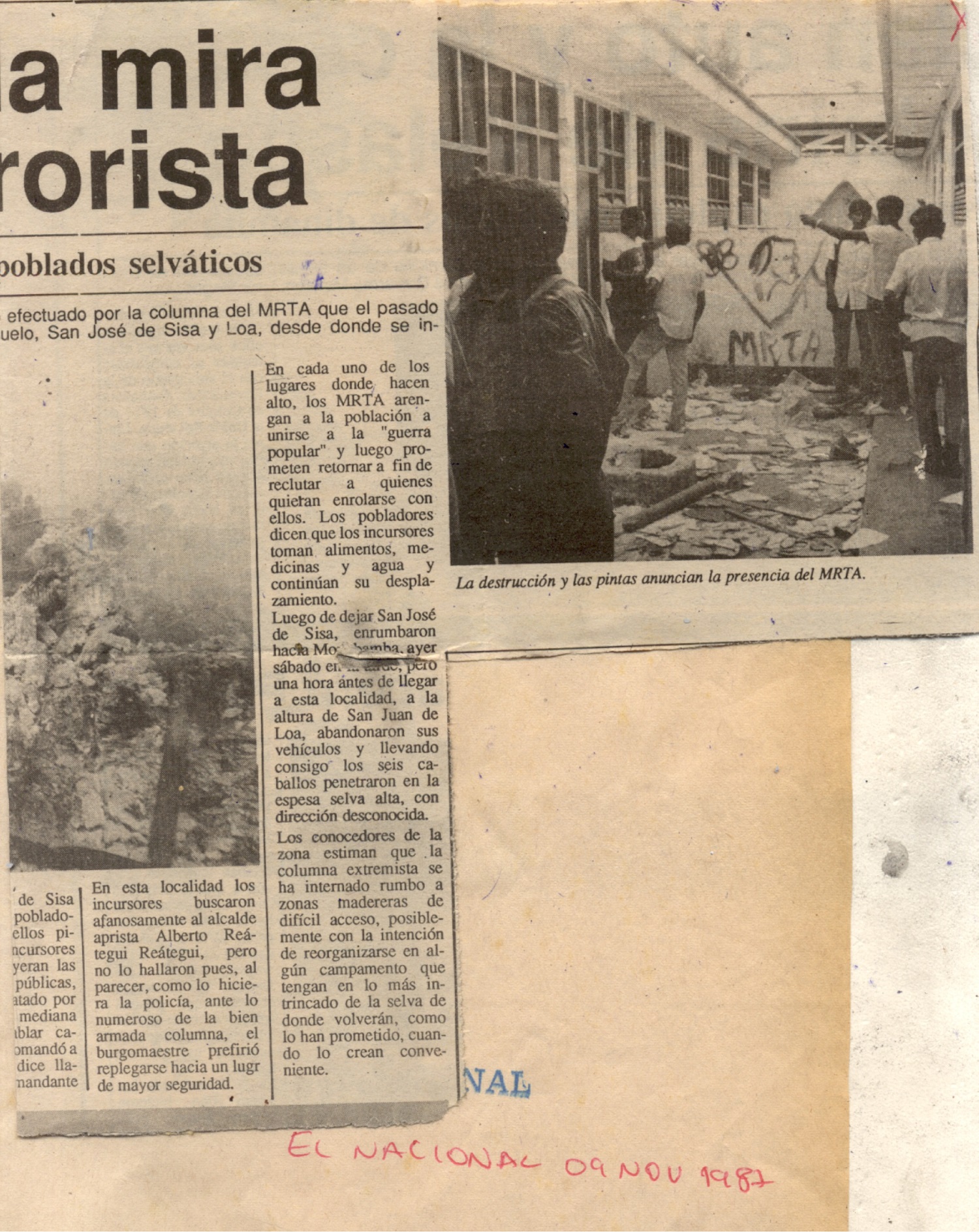 Terroristas toman San José de Sisa