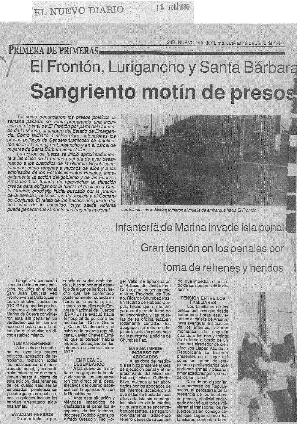 Sangriento motín de presos políticos