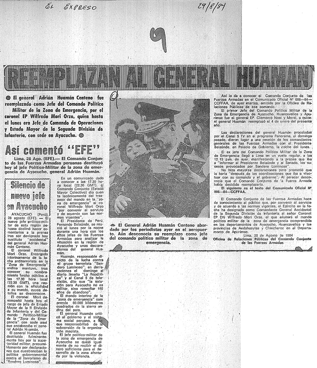 Reemplazan al general Huamán