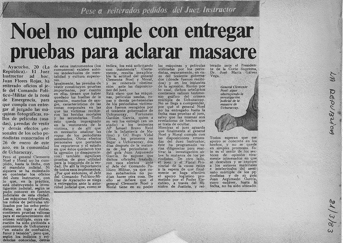 Noel no cumple con entregar pruebas para aclarar masacre