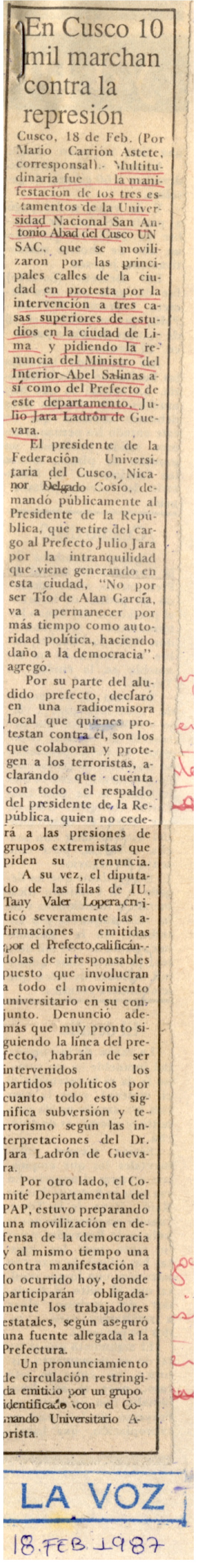 En Cusco 10 mil marchan contra la represión