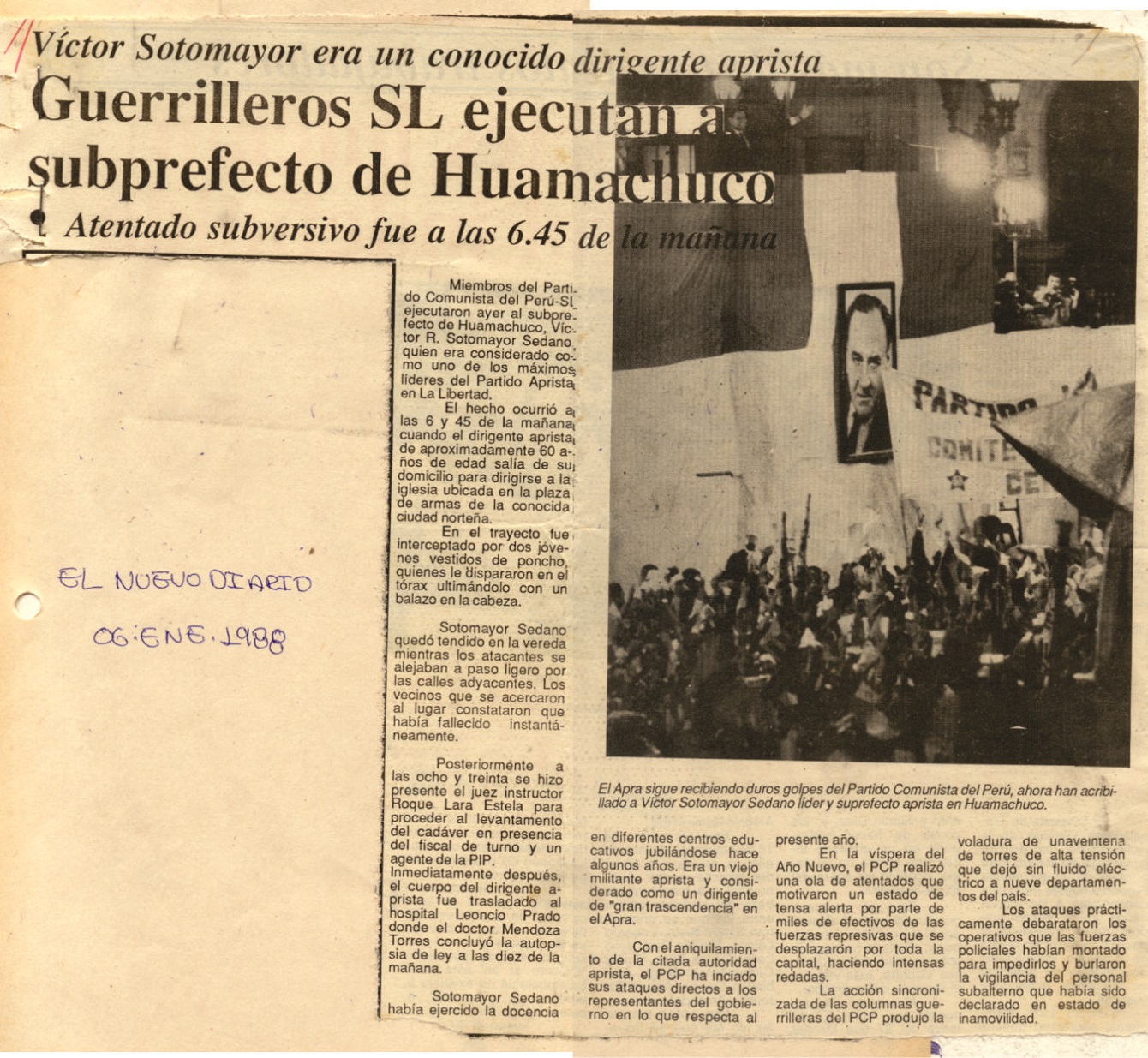 Matan a subprefecto aprista de Huamachuco