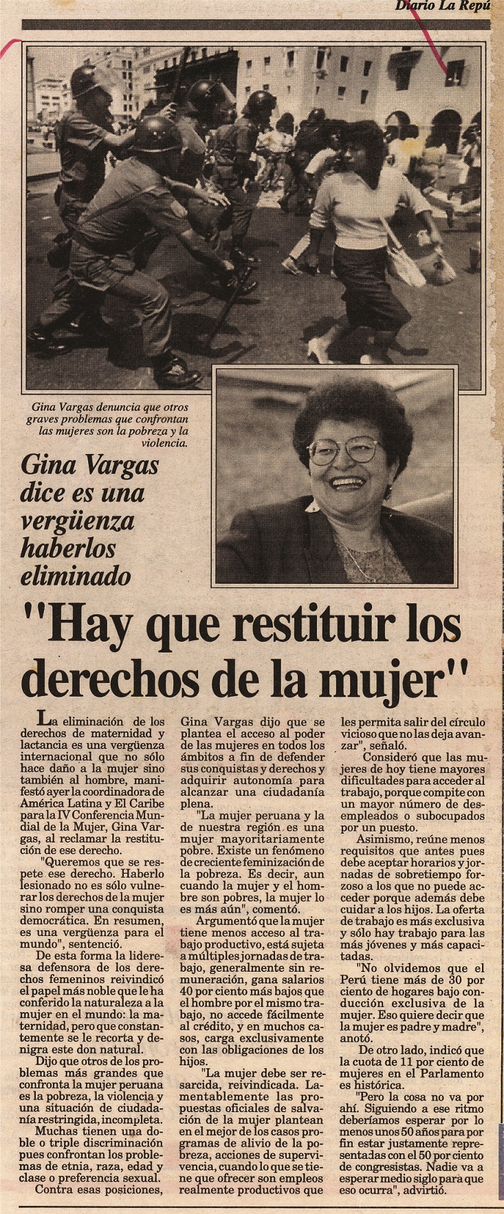 "Hay que restituir los derechos de la mujer"