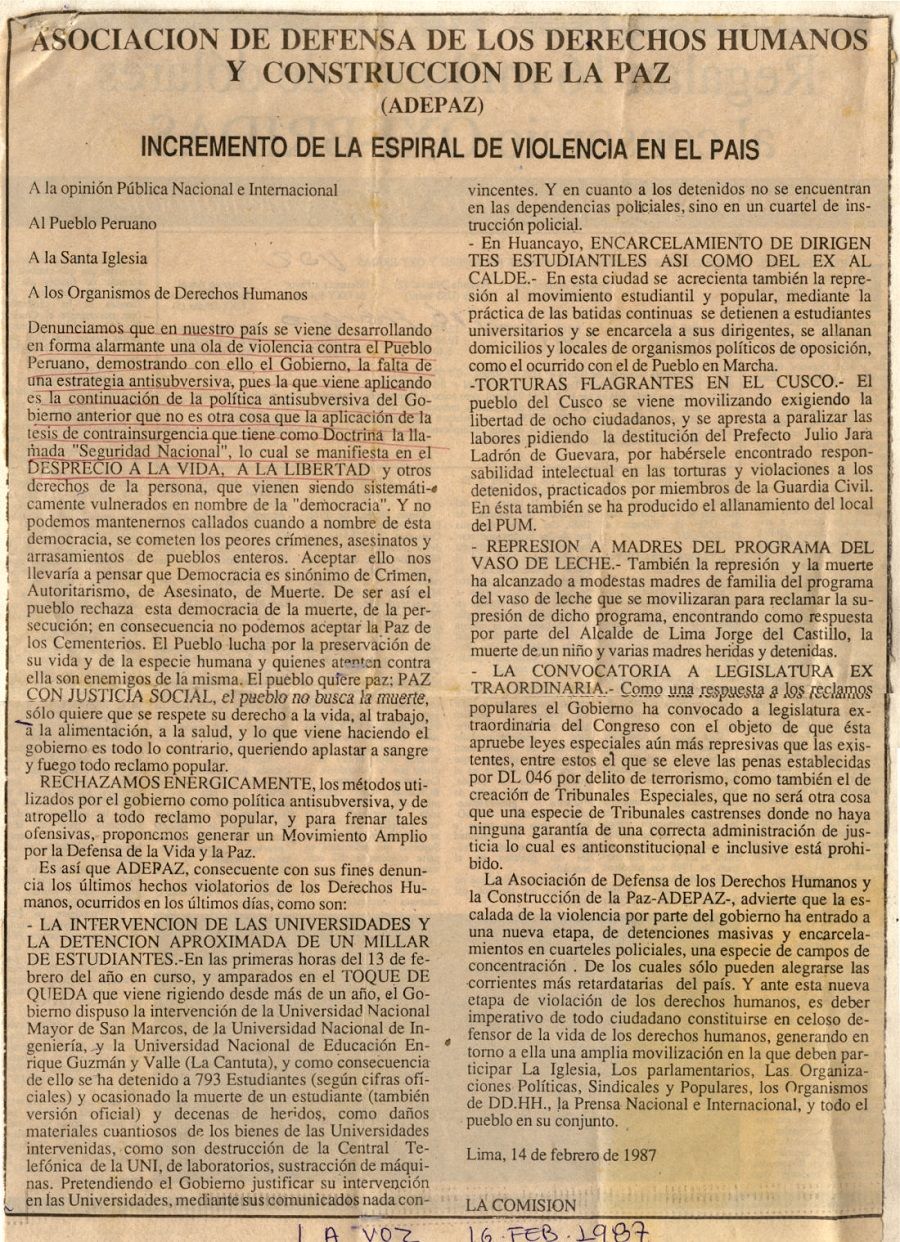 Incremento de la espiral de violencia en el país.