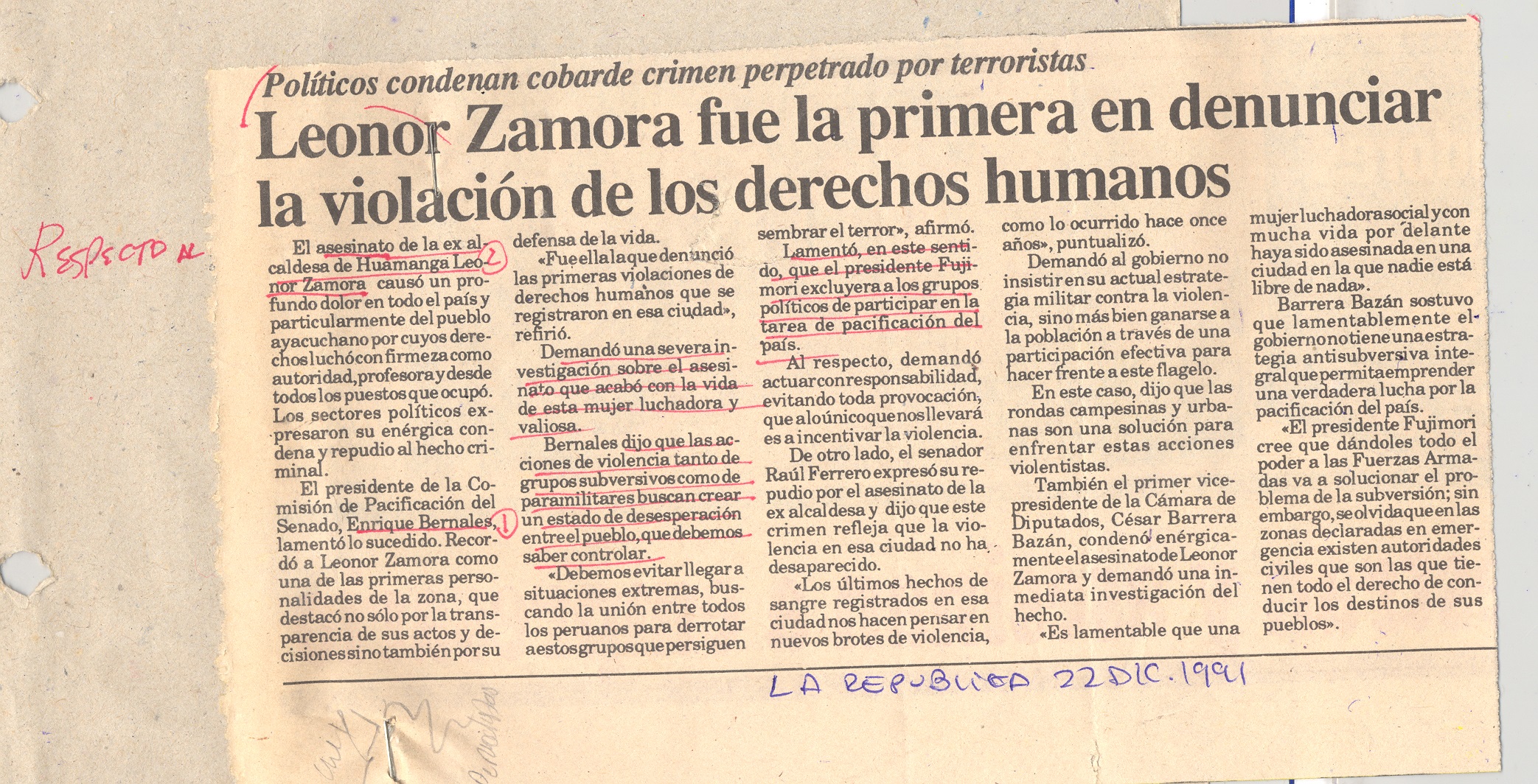 LEONOR ZAMORA FUE LA PRIMERA EN DENUNCIAR VIOLACIONES DDHH-
