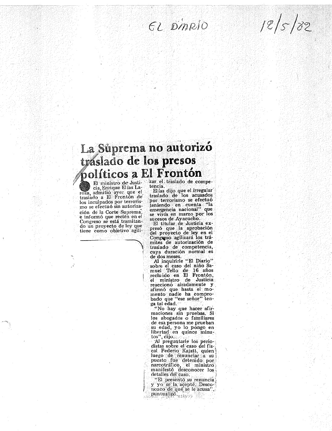 La Suprema no autorizó traslado de los presos políticos a El Frontón