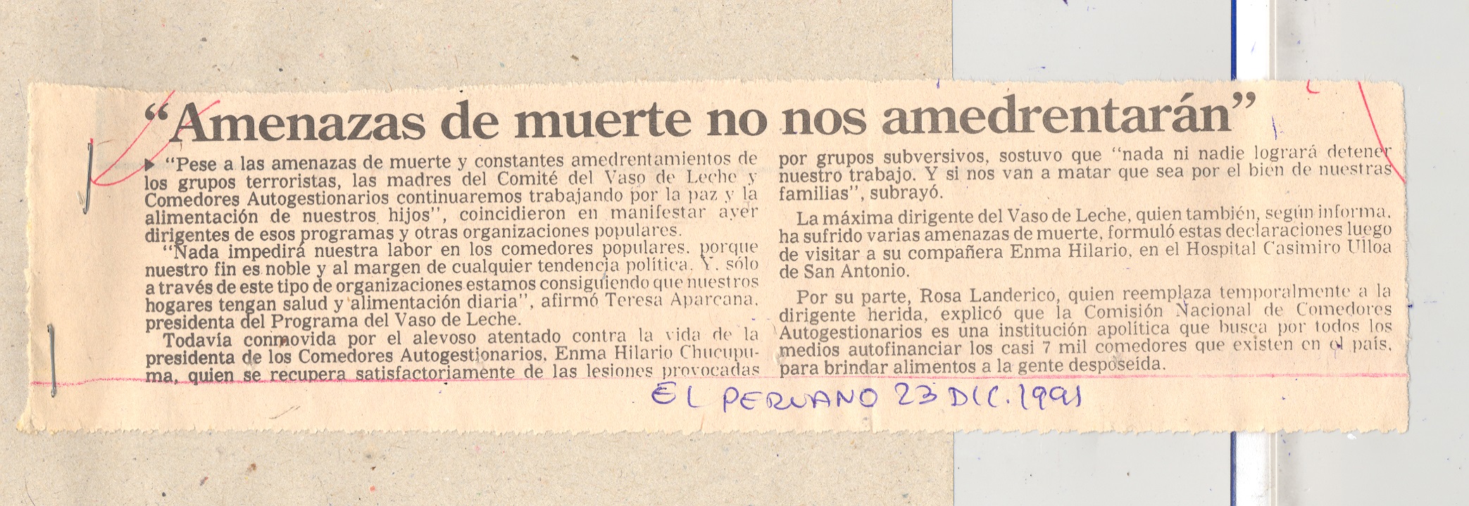 REPUDIAN ATENTADO CONTRA DIRIGENTE EMMA HILARIO