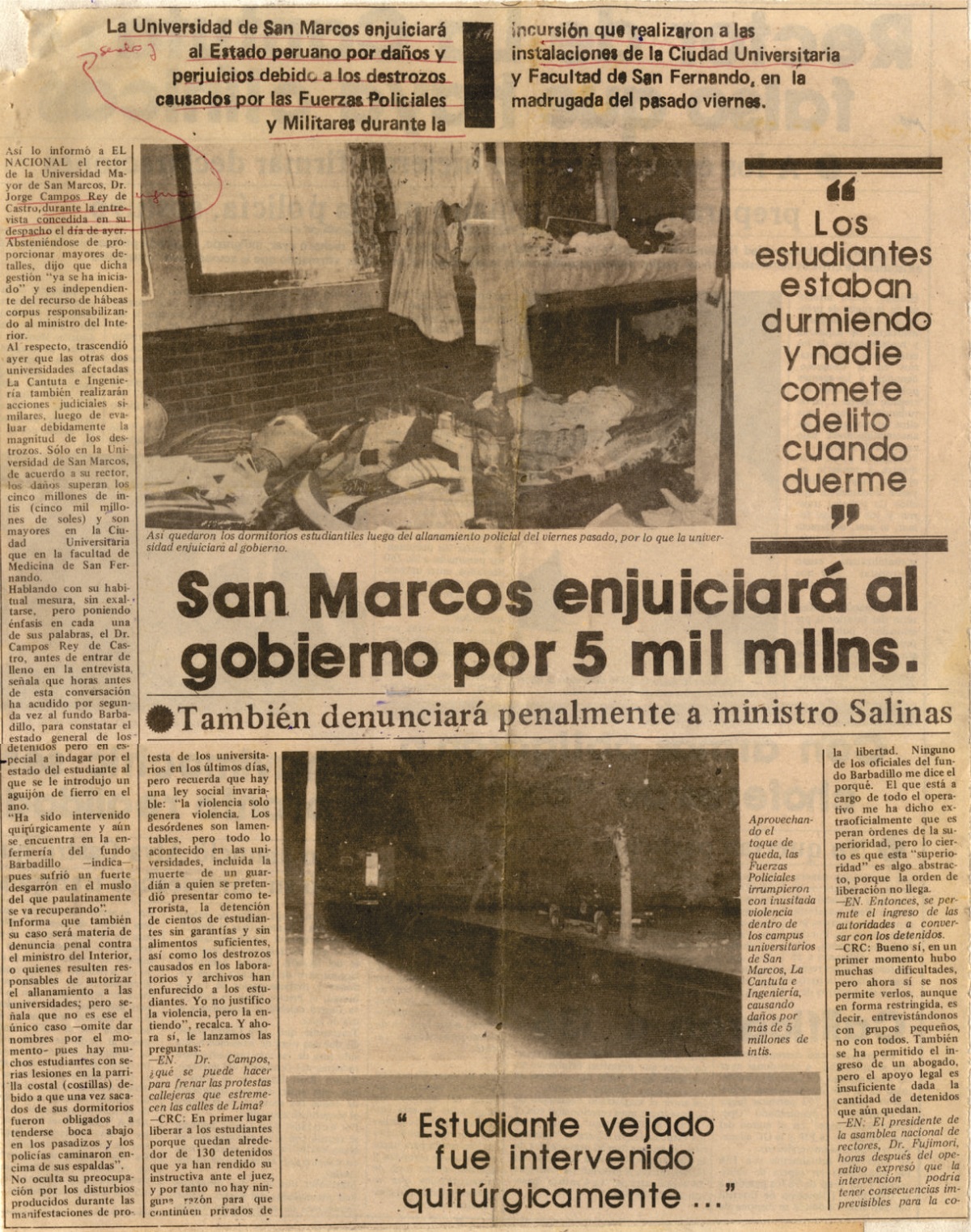 Universidades intervenidas denunciaran al gobierno por pérdidas materiales.