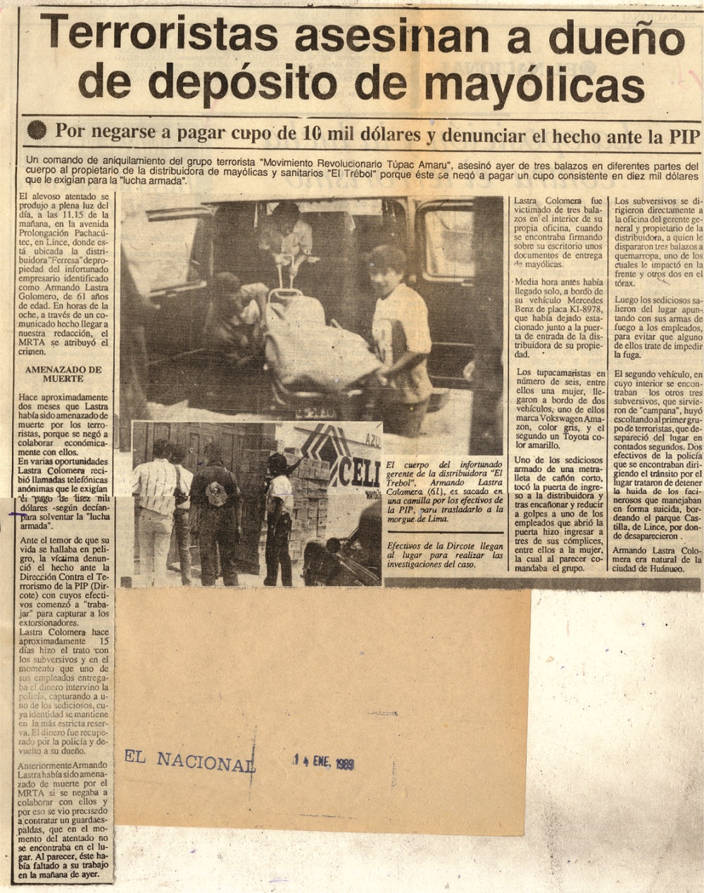 MRTA asesina empresario que se negó a colaborar