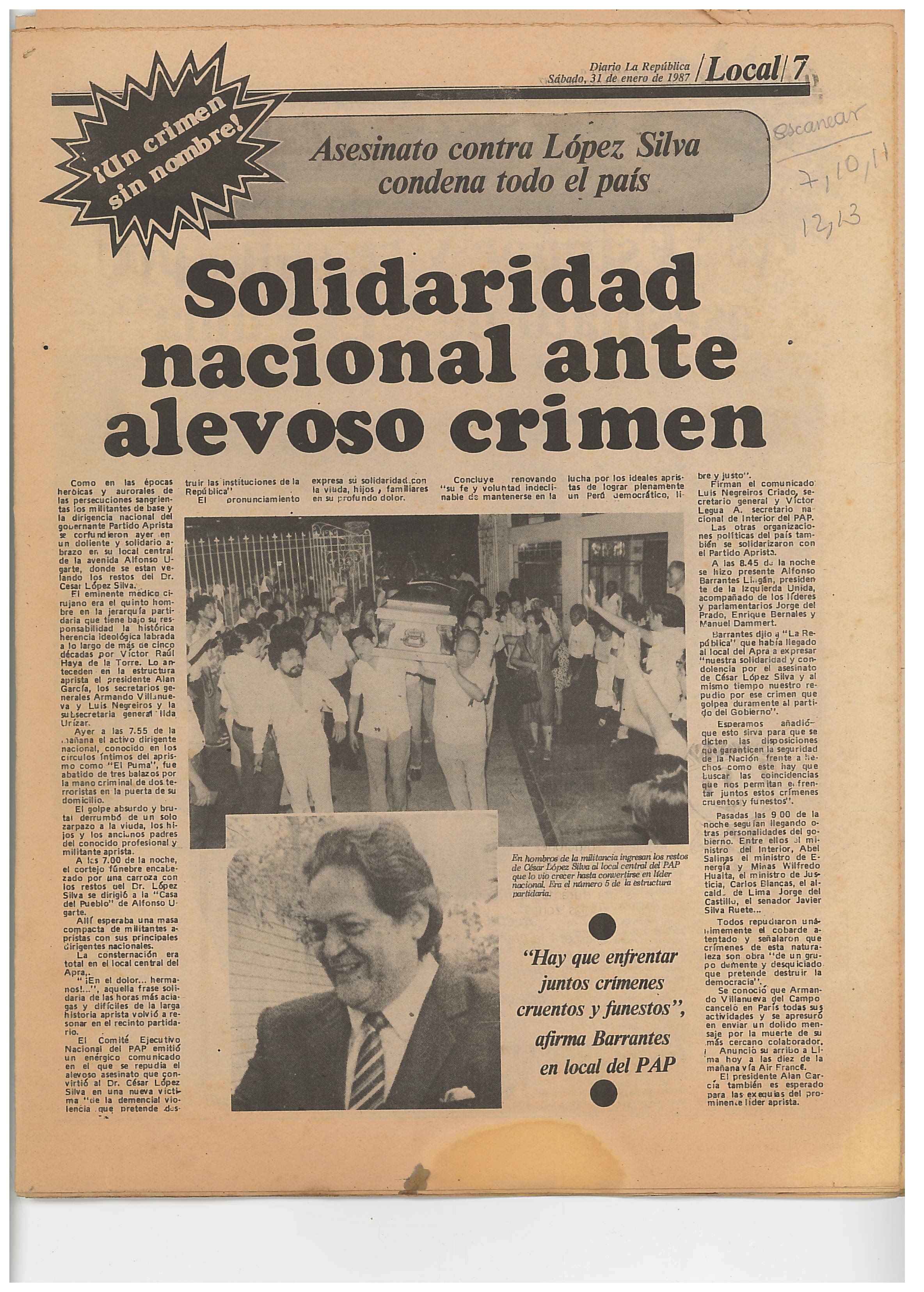 Recorte periodístico César López Silva