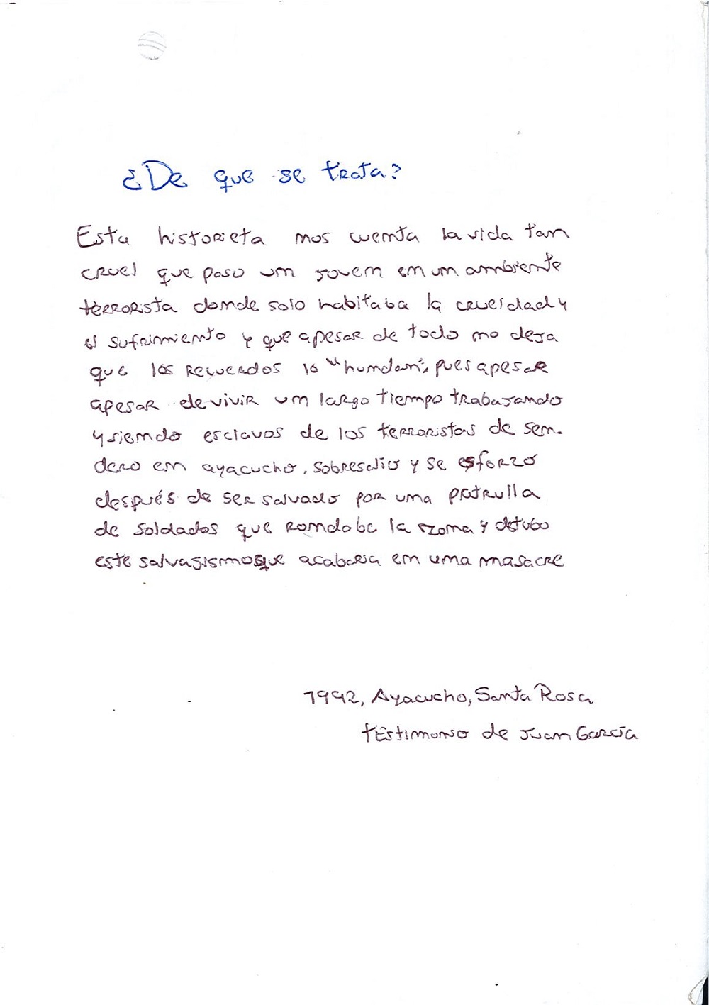 Un testimonio de vida